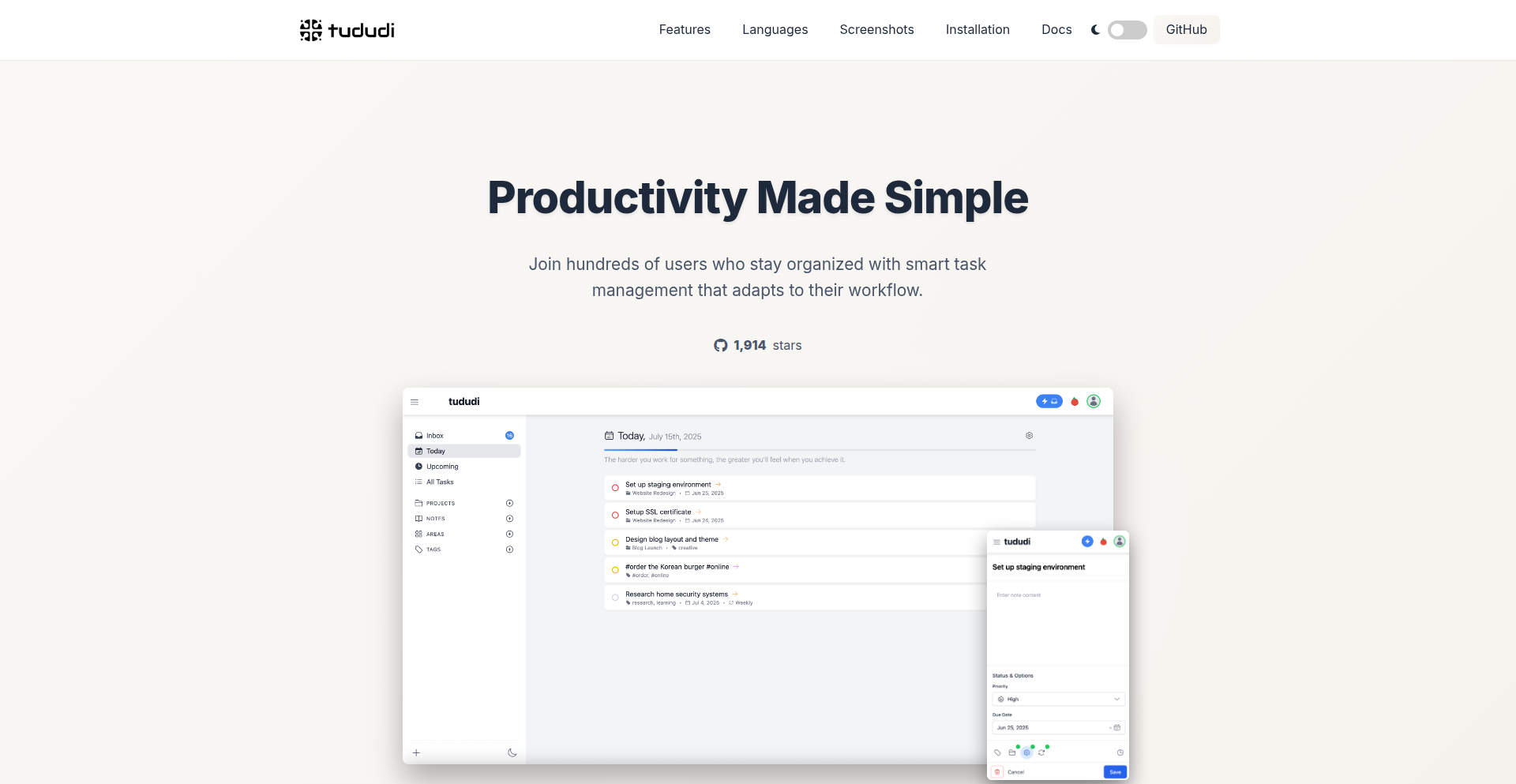Tududi: The Open-Source Personal Productivity Core