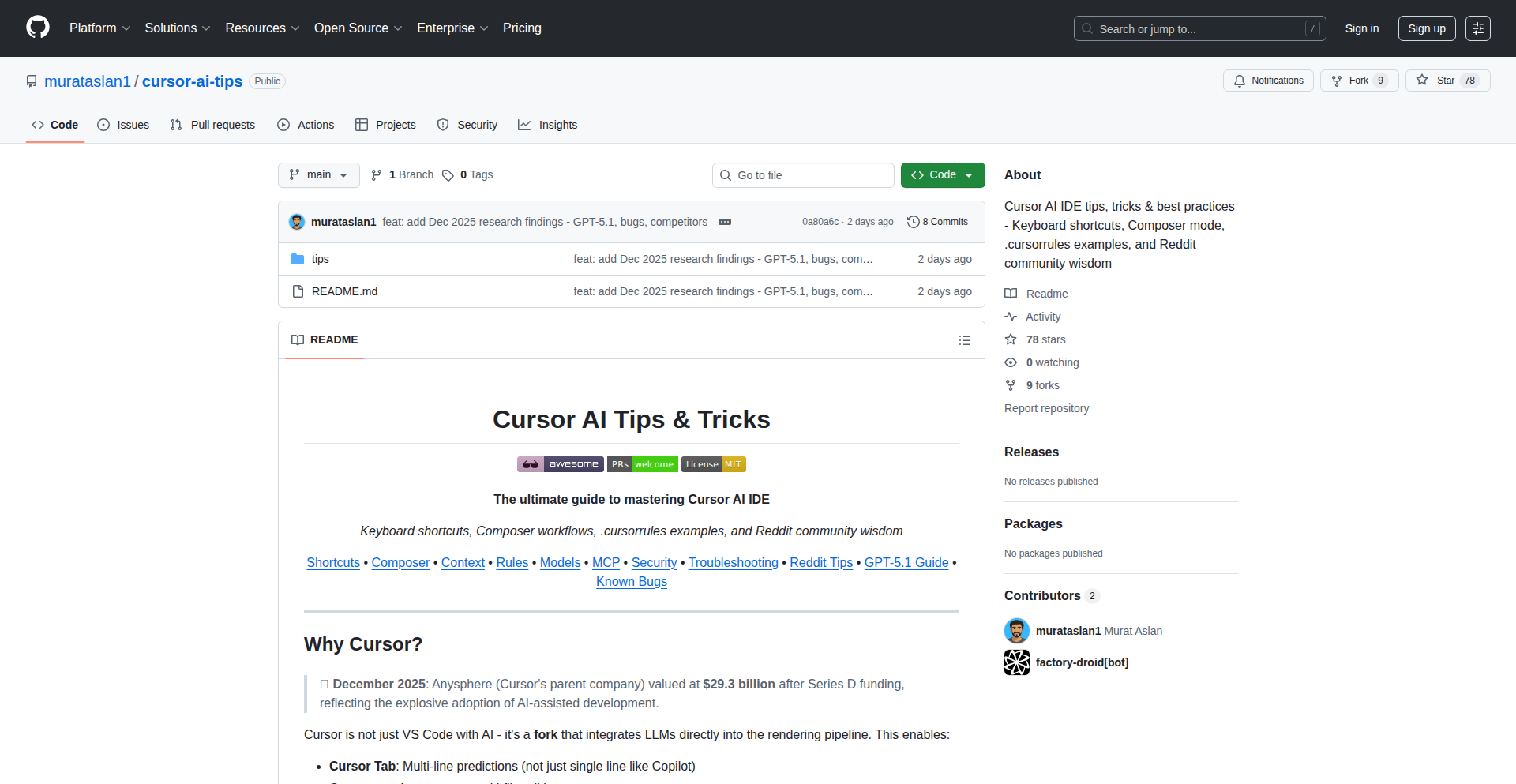 AI编码助手指南集 - Cursor AI Tips