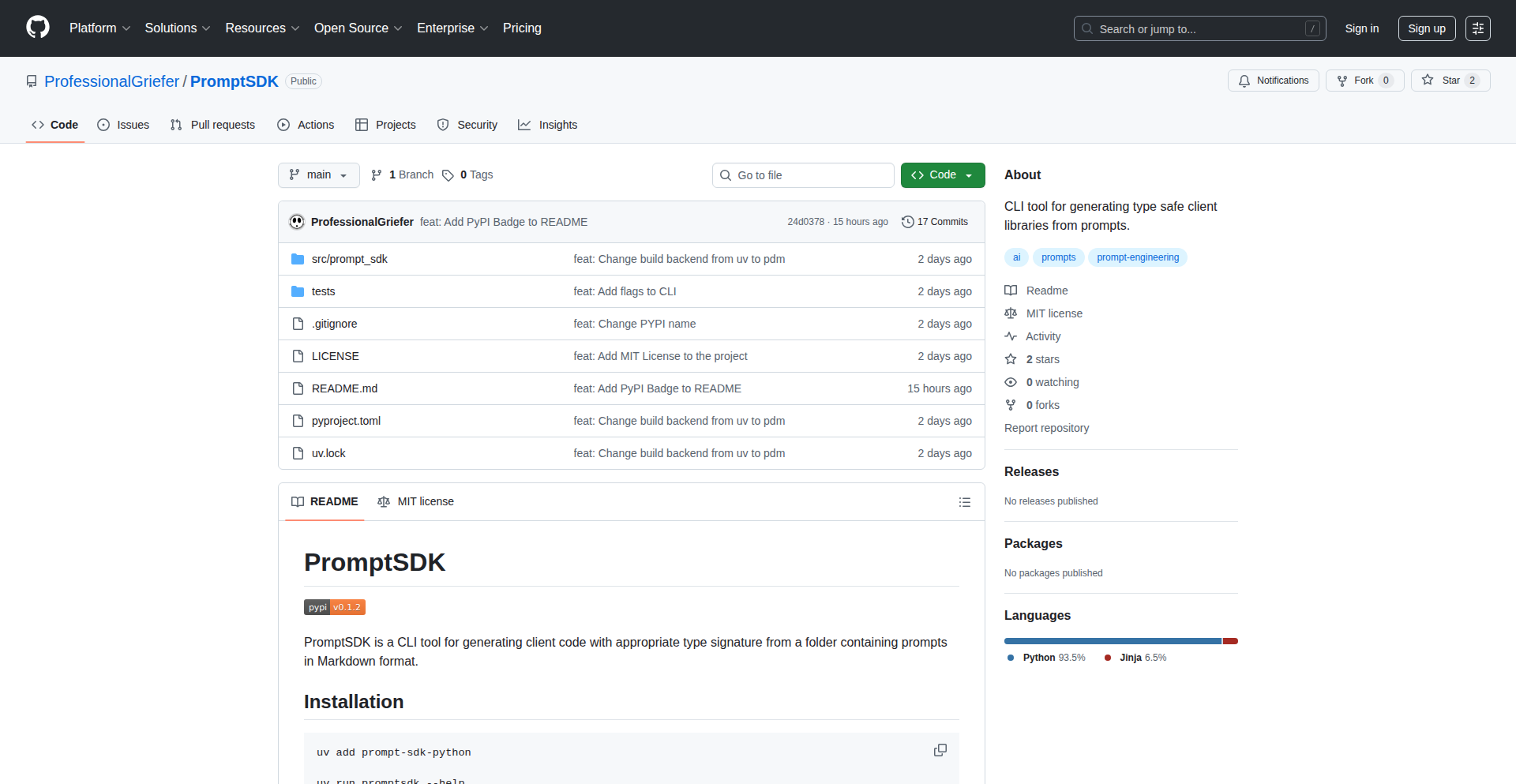 PromptSDK: 提示词驱动的类型安全SDK命令行工具