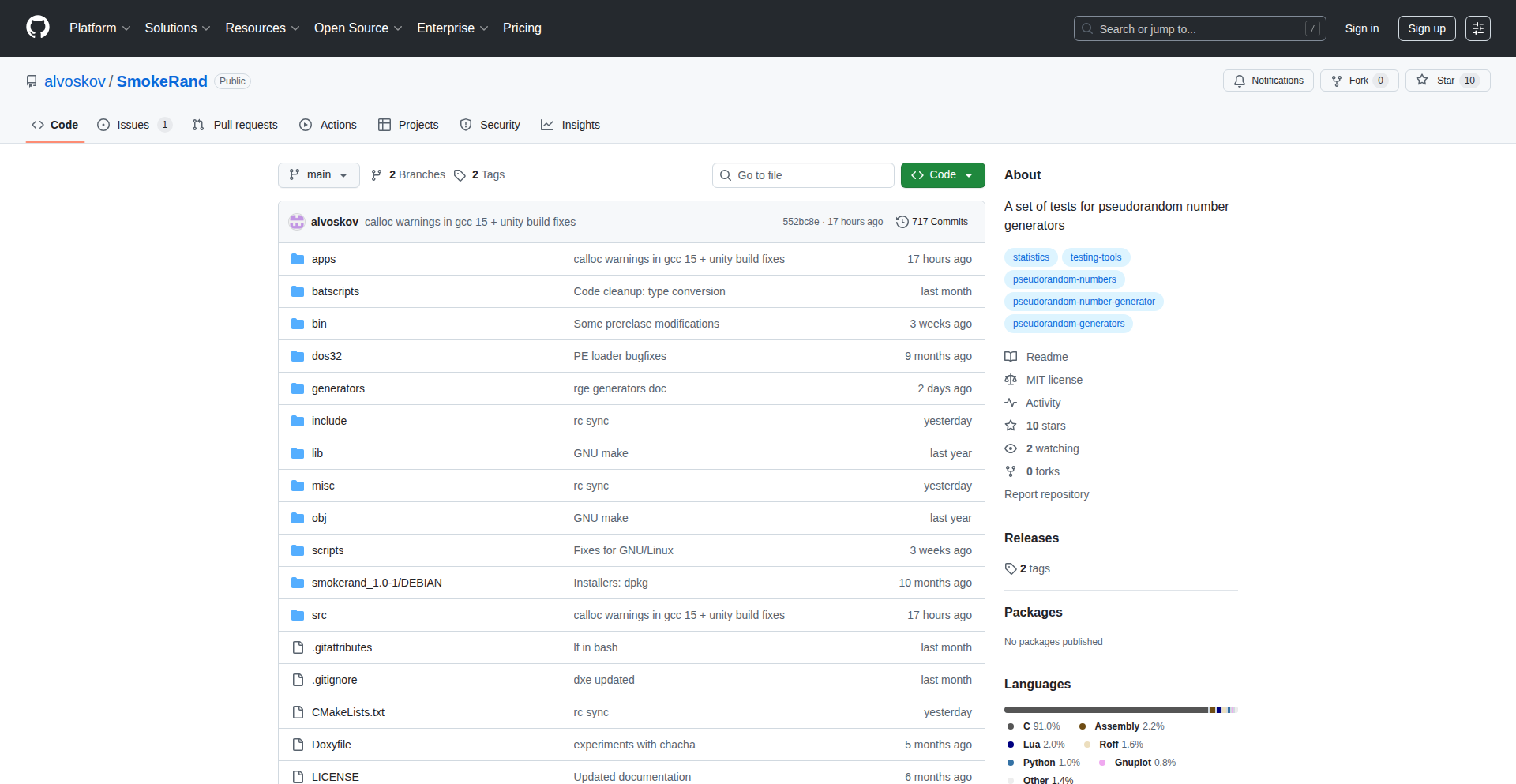 SmokeRand：伪随机数生成器“体检师”