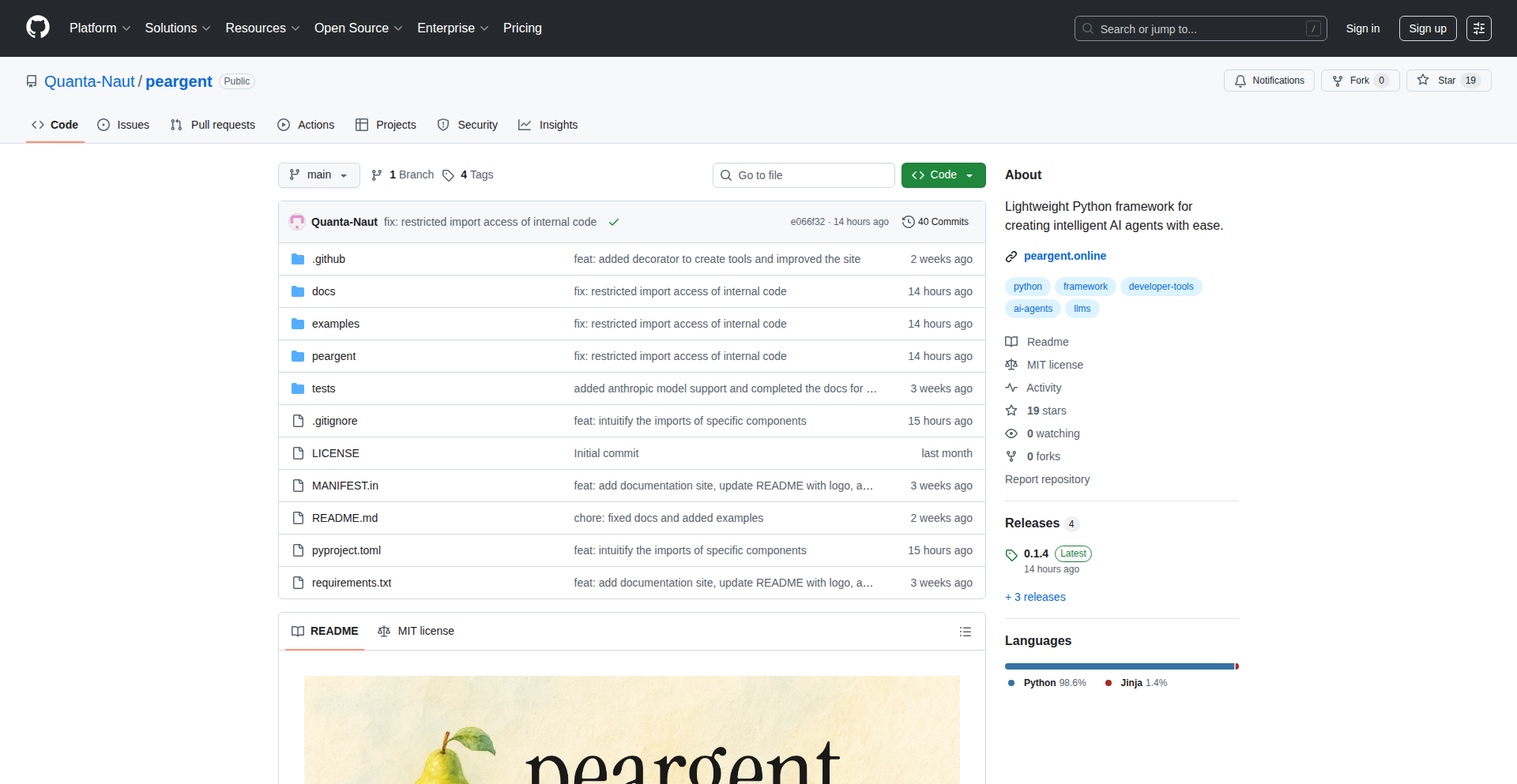 Peargent: Python AI智能代理开发框架