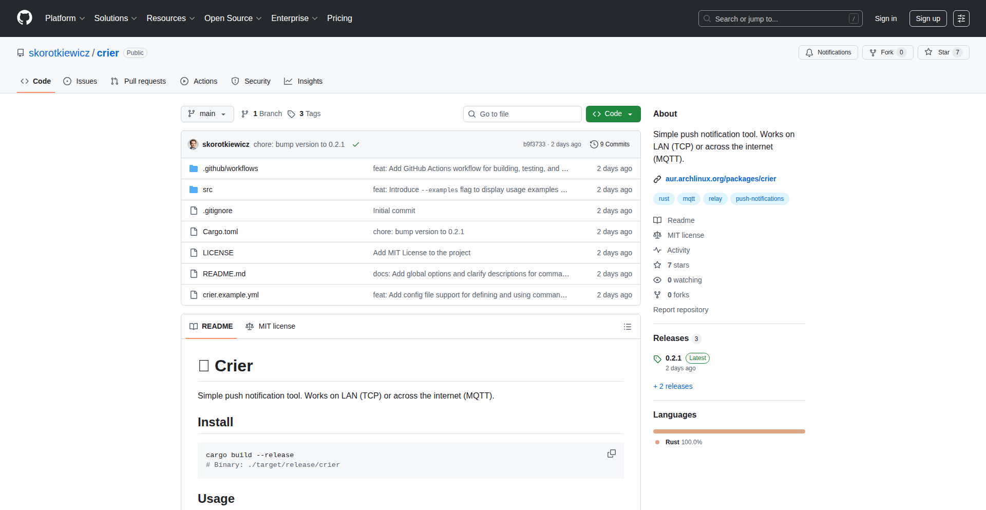 Crier - TCP/MQTT驱动的无公网IP推送通知