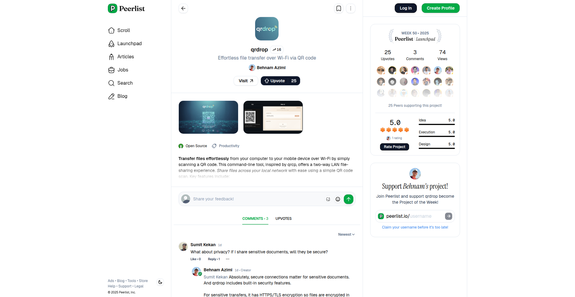 Qrdrop: 零成本QR码文件分享