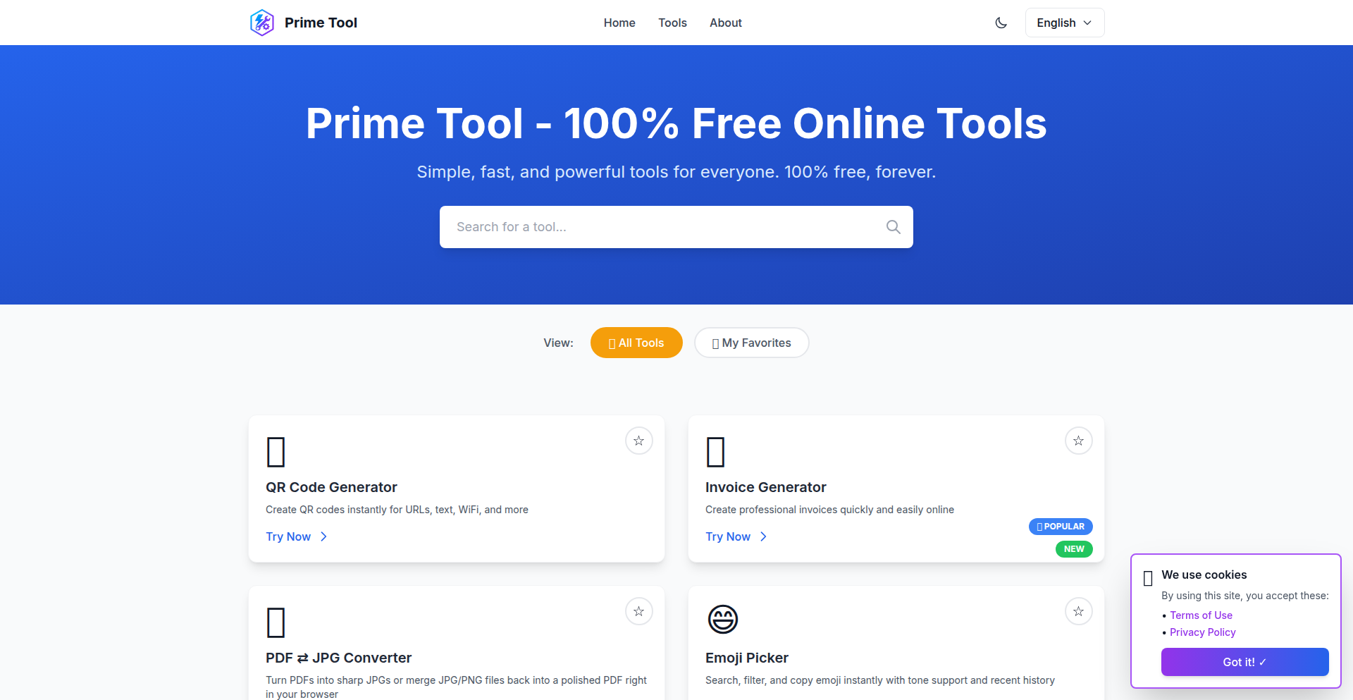 PrimeTool.io 极速浏览器工具集