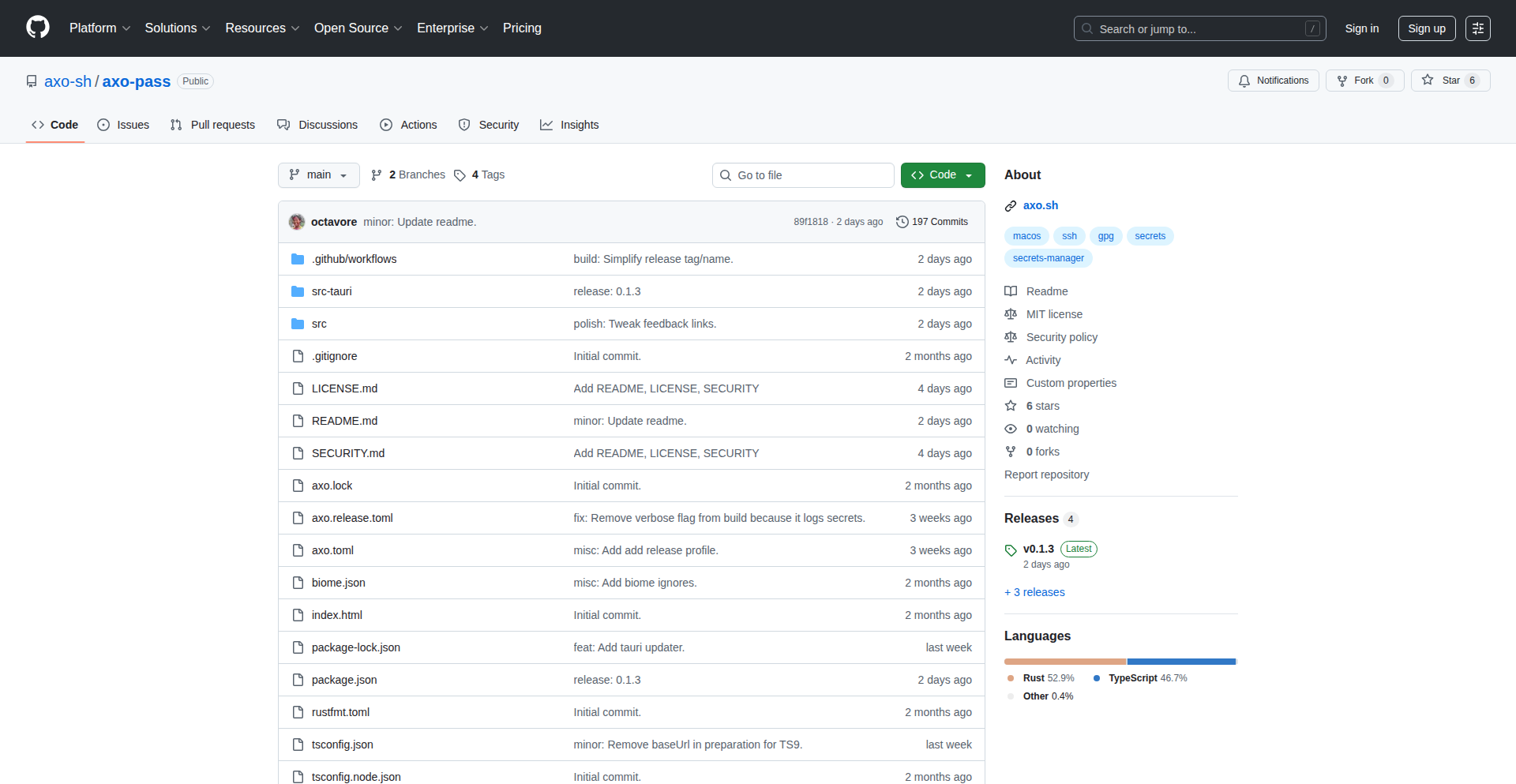 Axo Pass - 生物识别密钥与秘密保险库