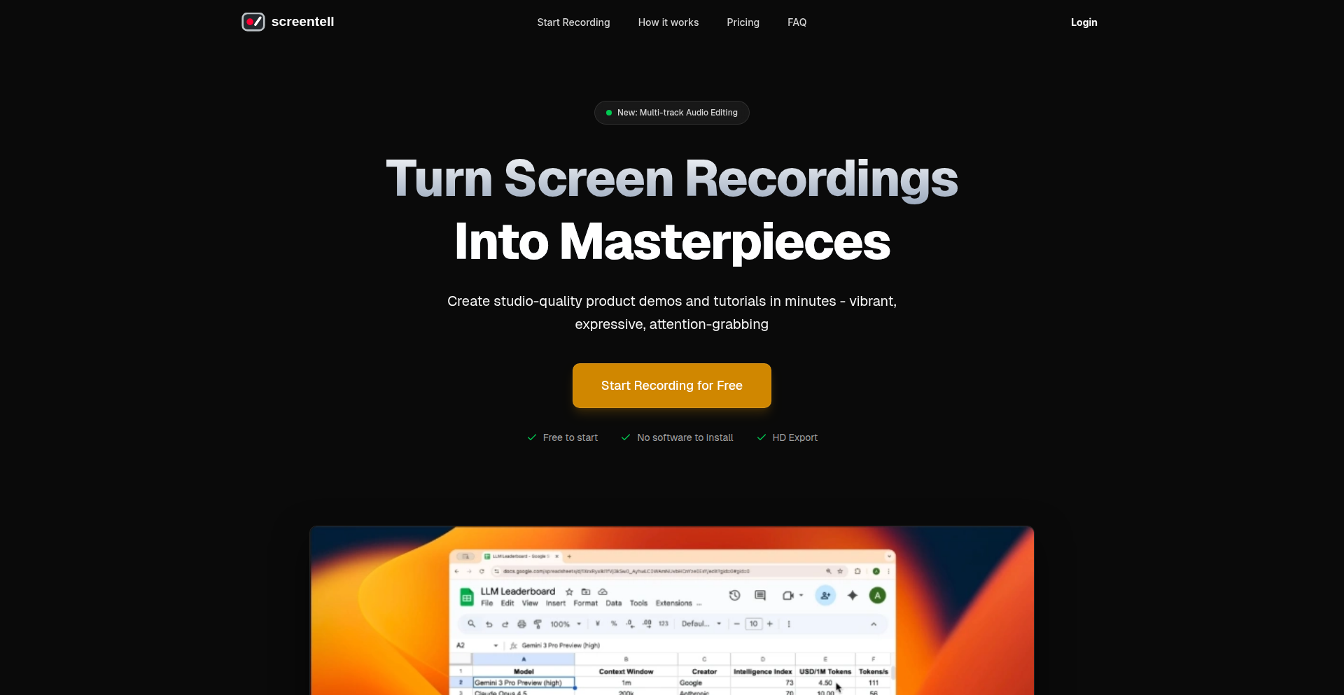 Screentell: 浏览器原生录制编辑利器