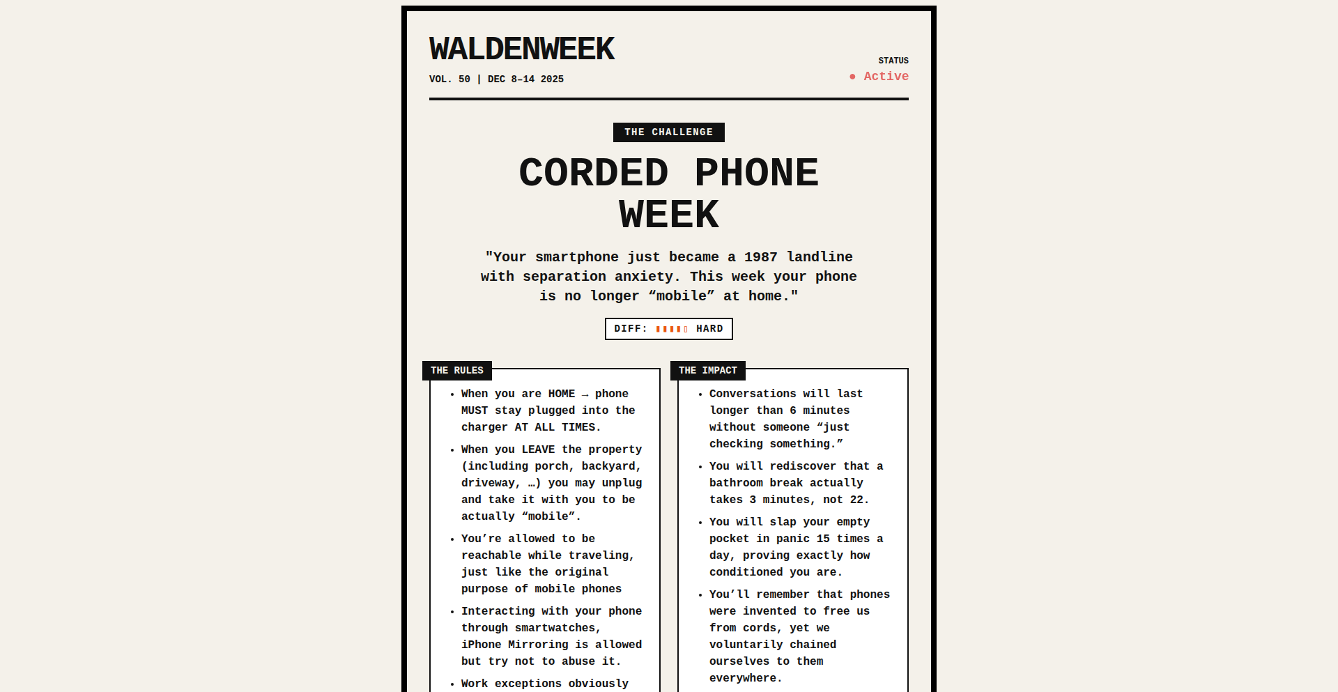 WaldenWeek:数字断舍离挑战引擎