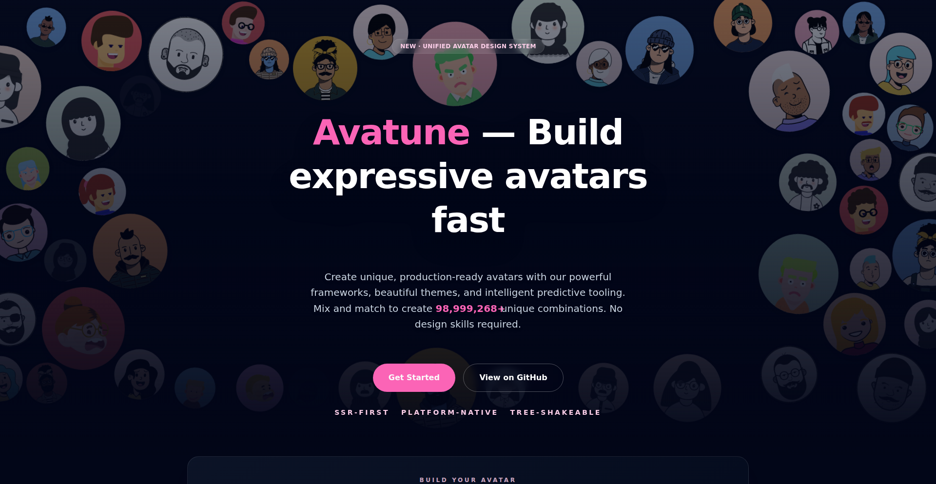 Avatune: 浏览器端AI驱动的SSR友好SVG头像库