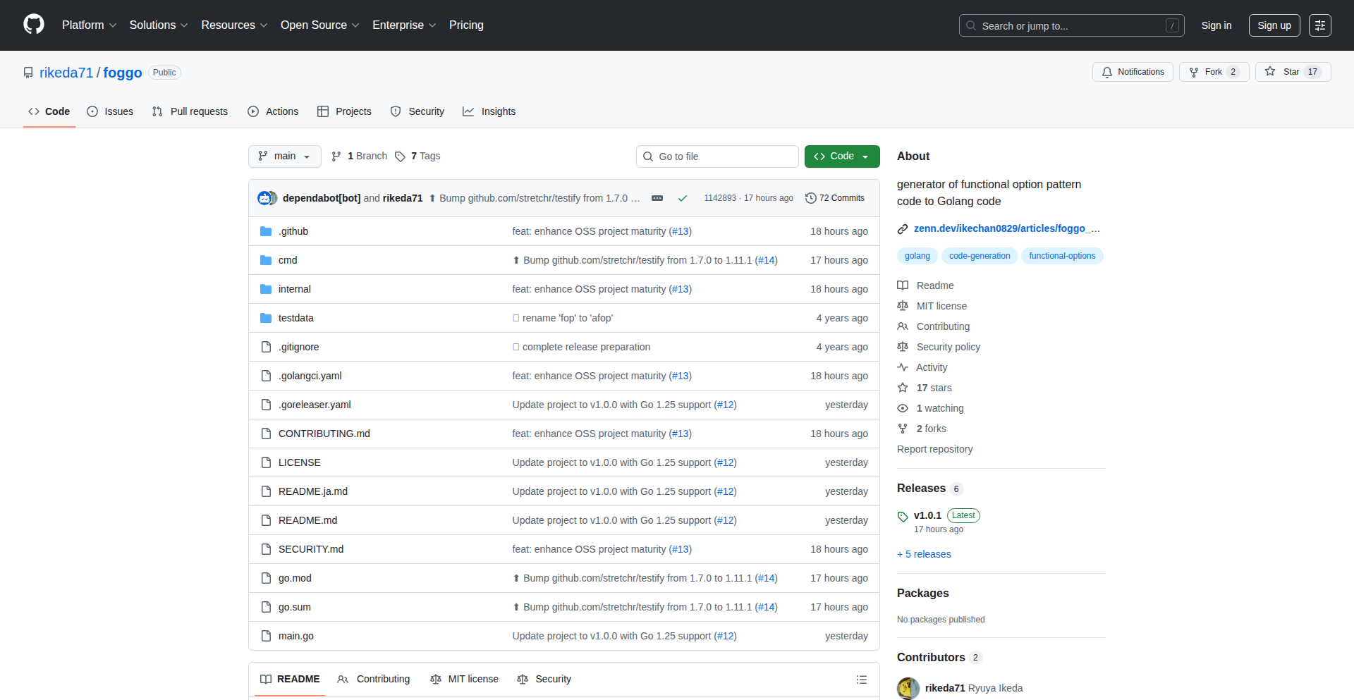 Foggo: Go函数式选项模式代码生成器