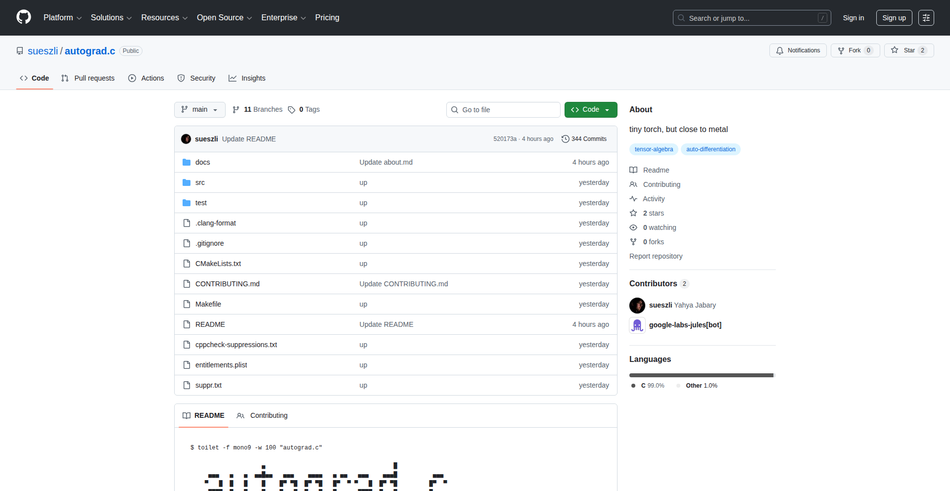 Autograd.c - C言語で構築されたミニMLフレームワーク