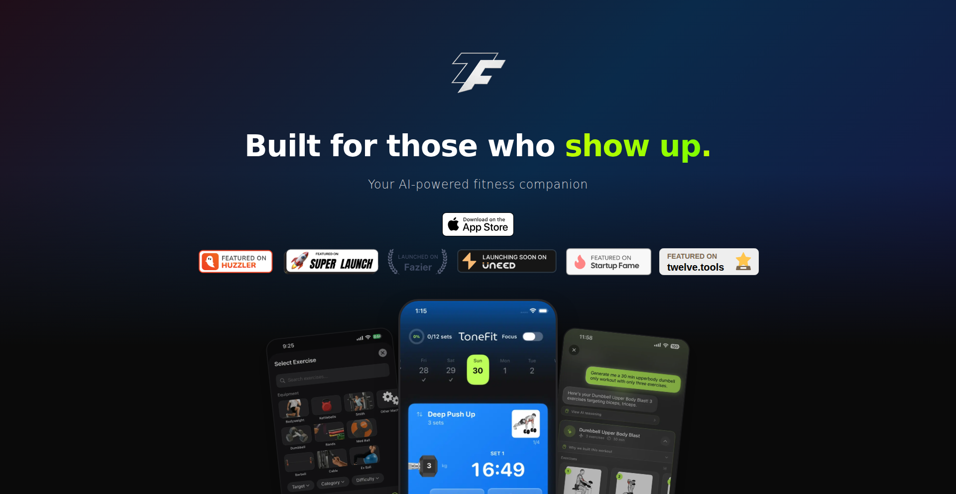 ToneFit AI - 目標・時間・設備から生成される筋力トレーニング