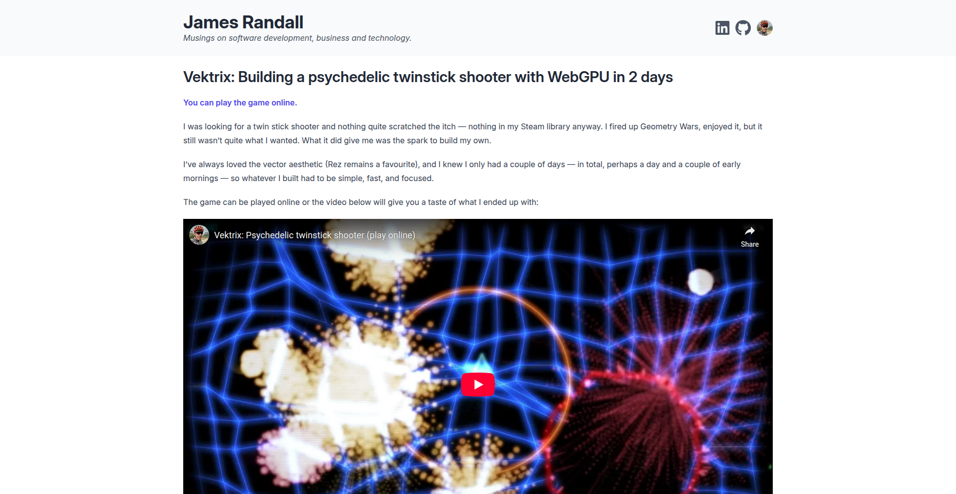 ブラウザで体験するサイケデリックツインスティックシューター