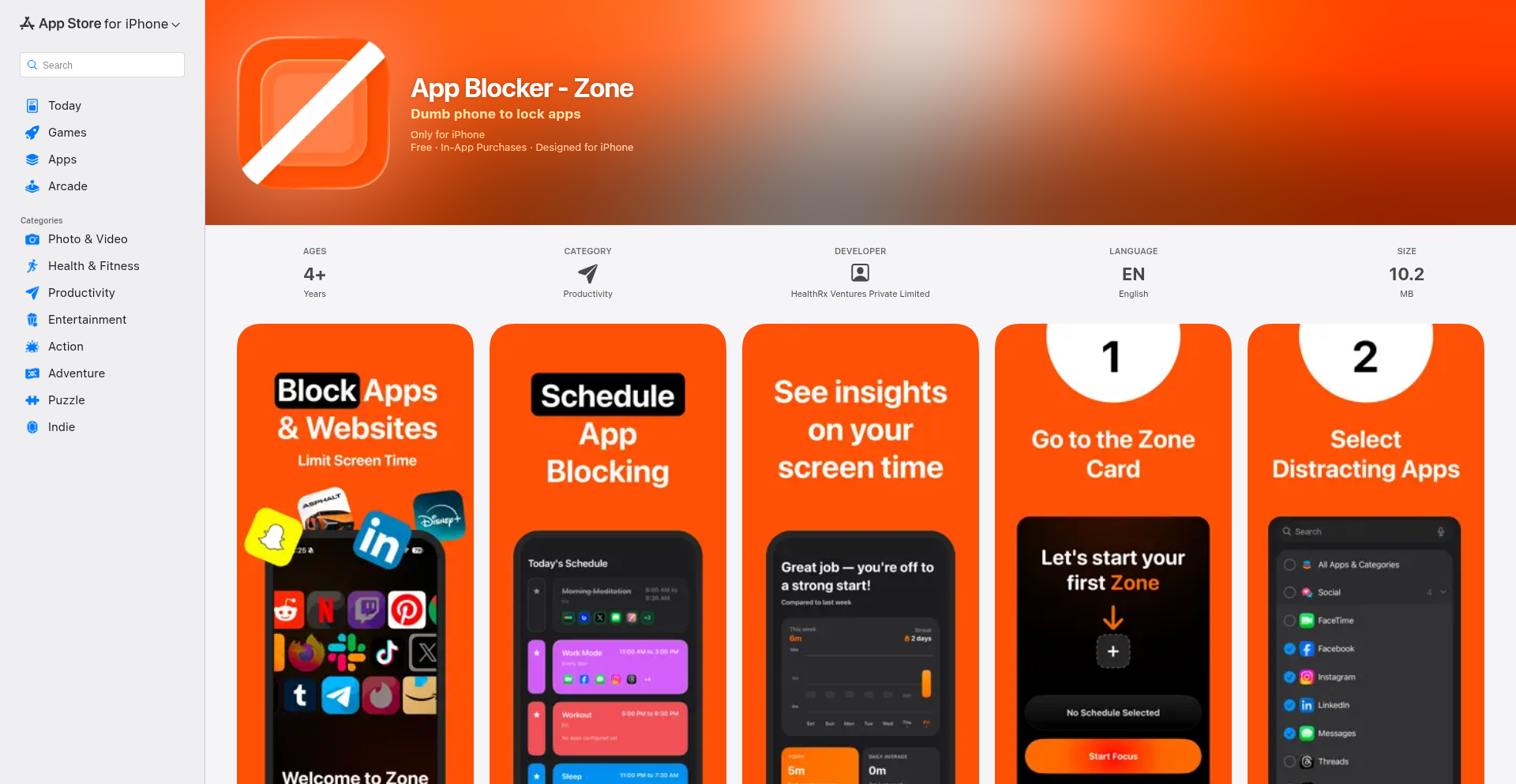 Zone – 集中セッションのためのブロック試行追跡アプリ