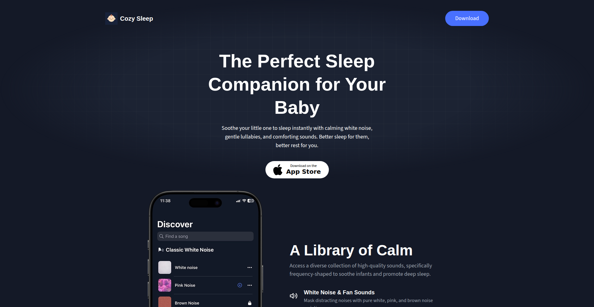 CozySleep: 赤ちゃん安眠サウンドジェネレーター