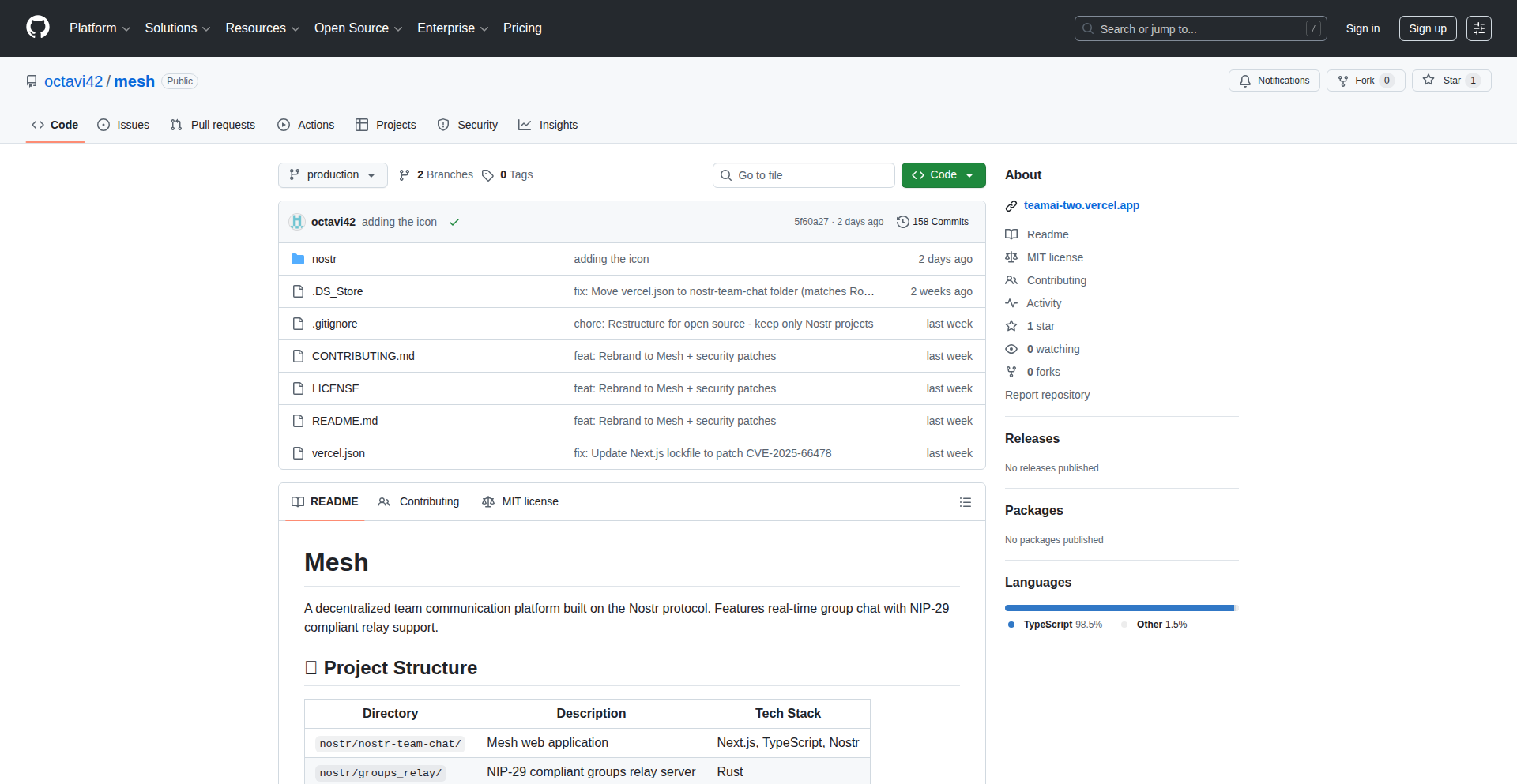 Mesh - Nostr 上の分散型チームチャット