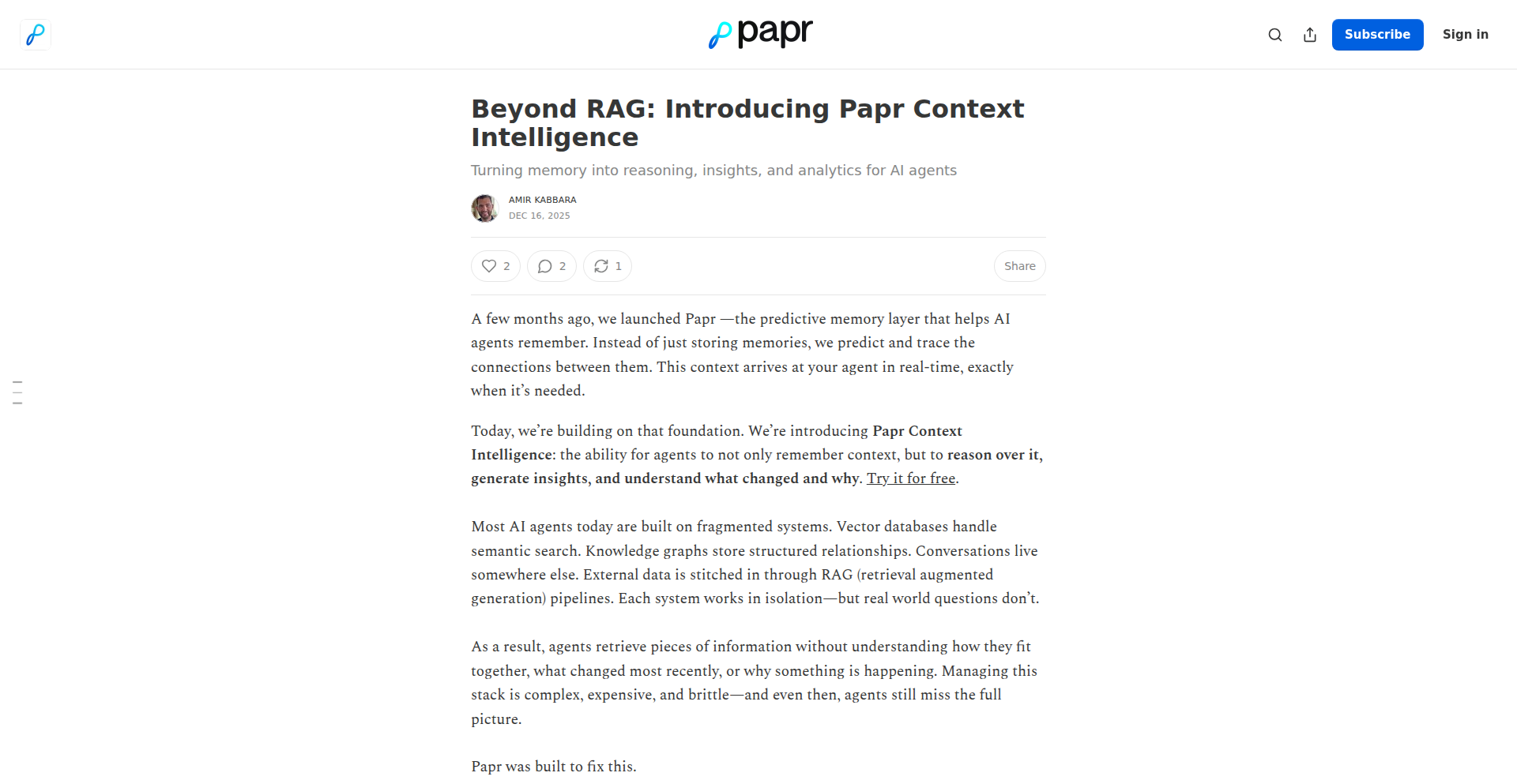 Papr コンテキストインテリジェンス