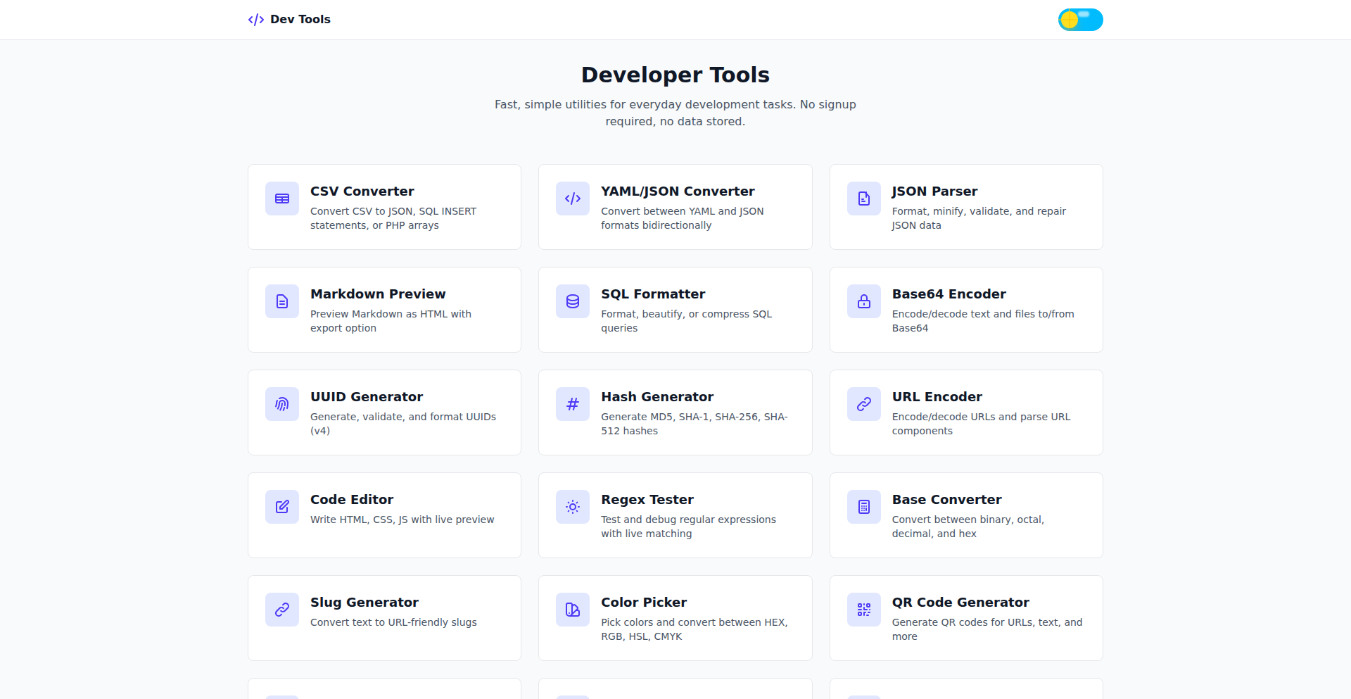 ブラウザ内蔵型開発者ユーティリティ集