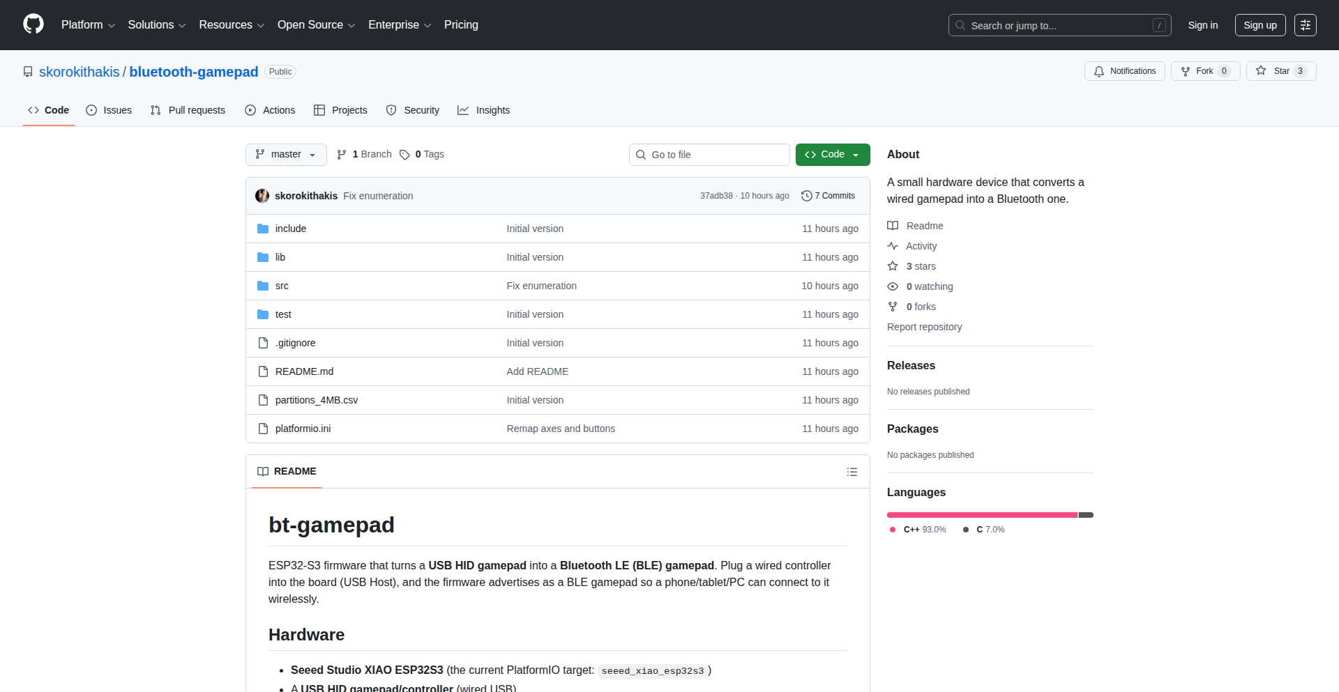 ESP32-S3 Bluetooth Gamepad Bridge