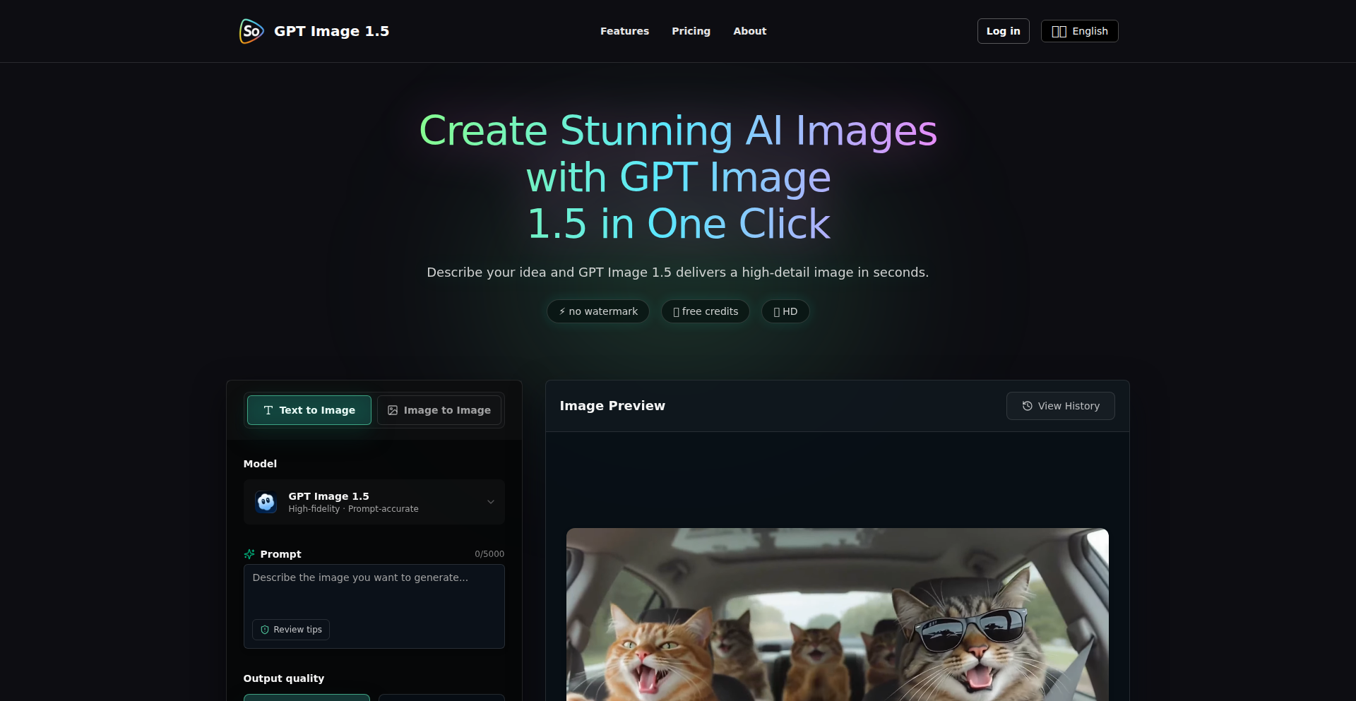 GPTImage15.online - プロンプトから画像を生成するミニマルプレイグラウンド