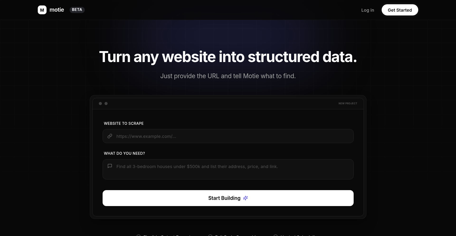 Motie：AI驱动的智能网页数据提取助手