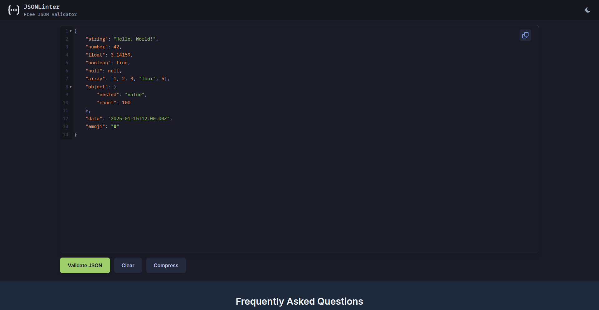 暗黑模式JSON美化器