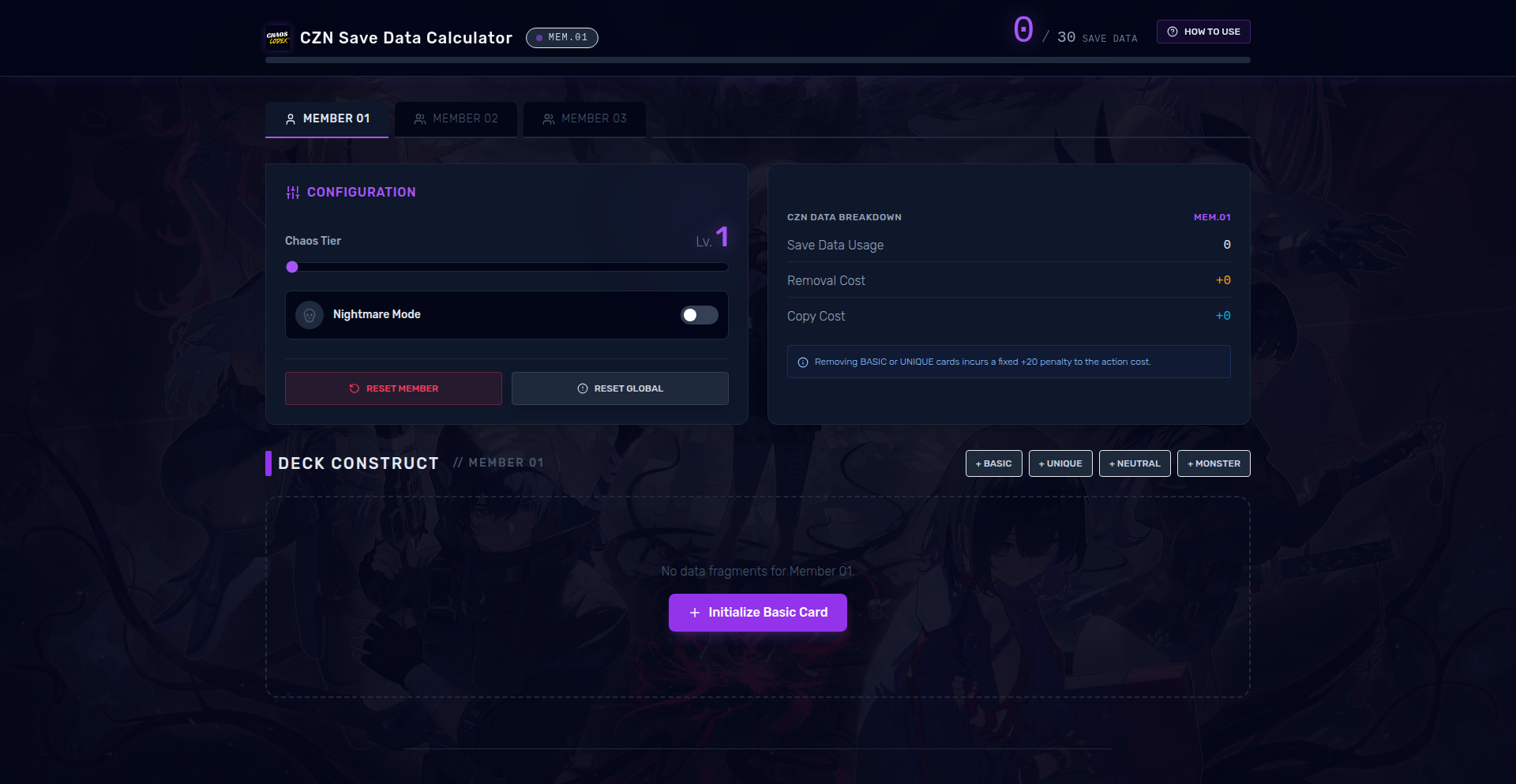 Chaos Zero Nightmare 存档数据智能计算器