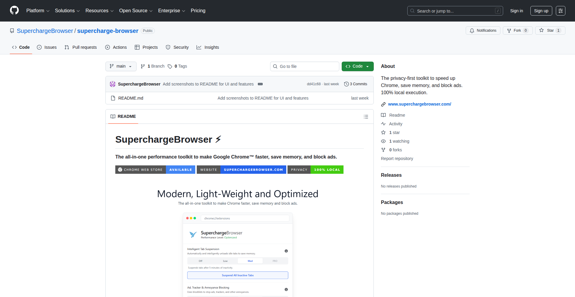 SuperchargeBrowser：性能与隐私双重加速的Chrome插件