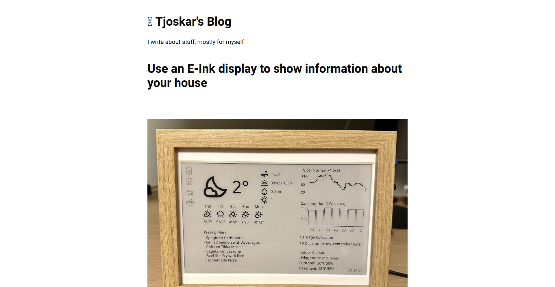 墨水屏智能家居仪表盘