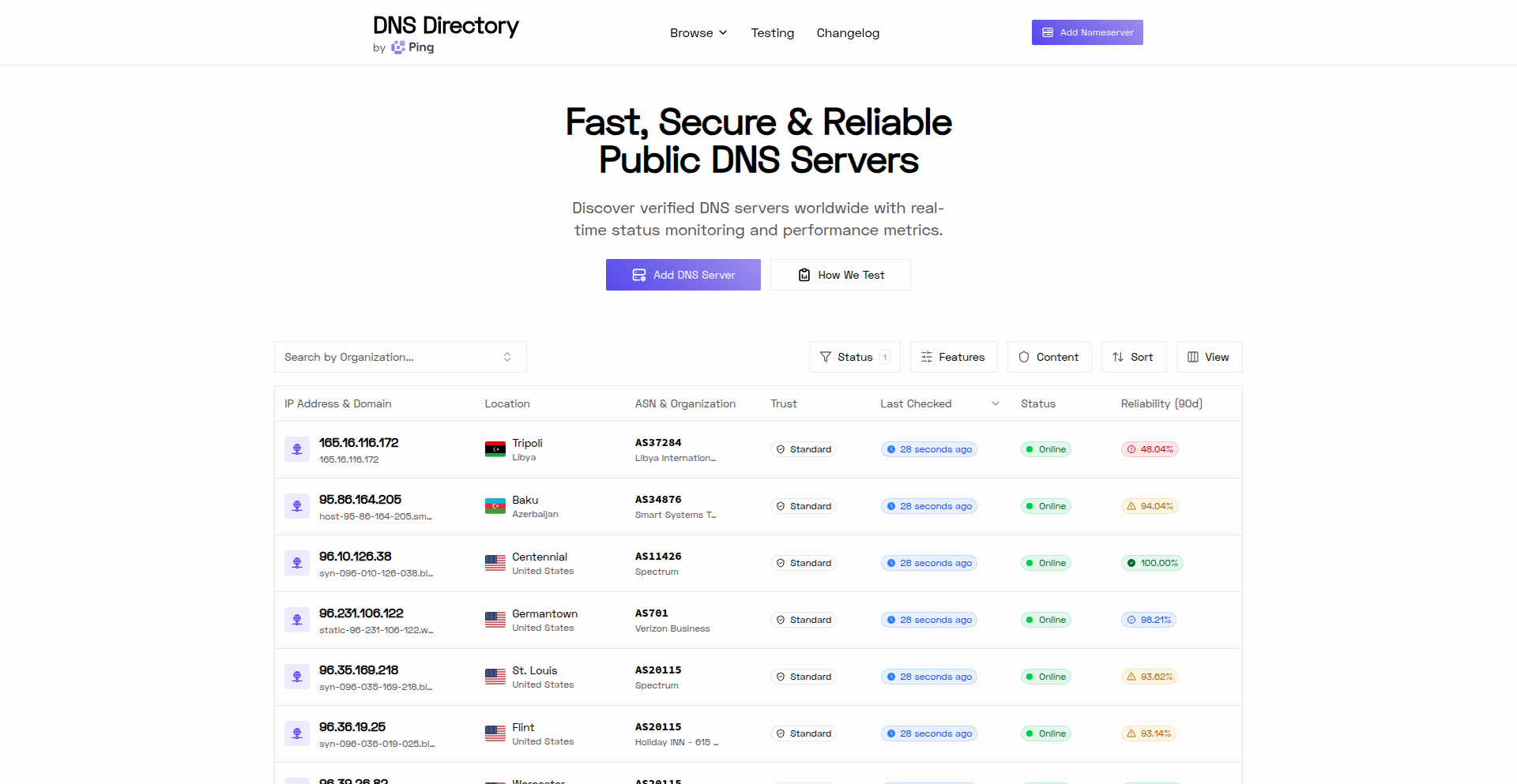 DNS服务器探测与检索库