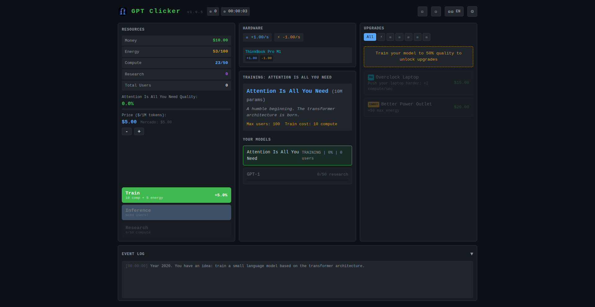 AI 创业模拟器：GPT Clicker