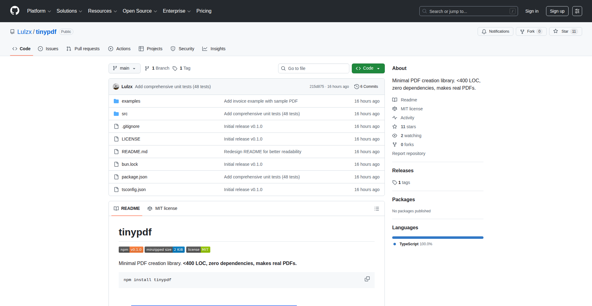 TinyPDF: 轻巧PDF文本与图像生成器