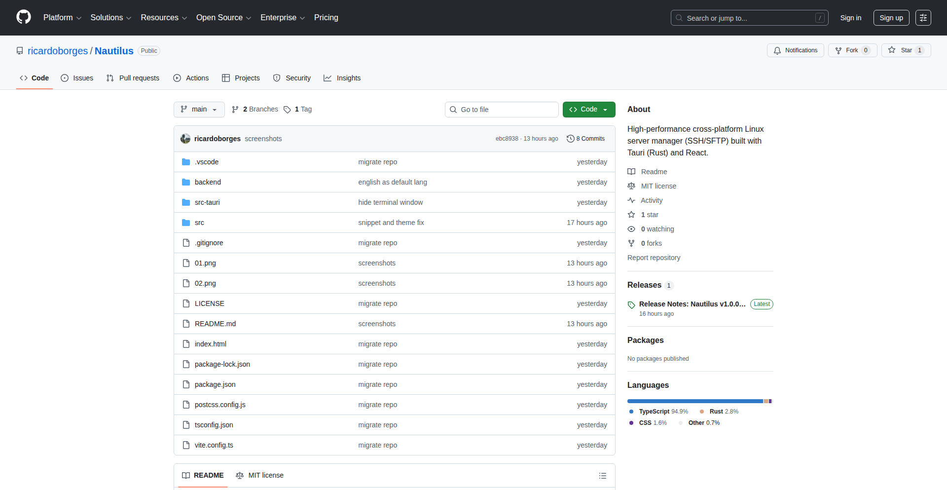Nautilus: 跨平台服务器一体化管家
