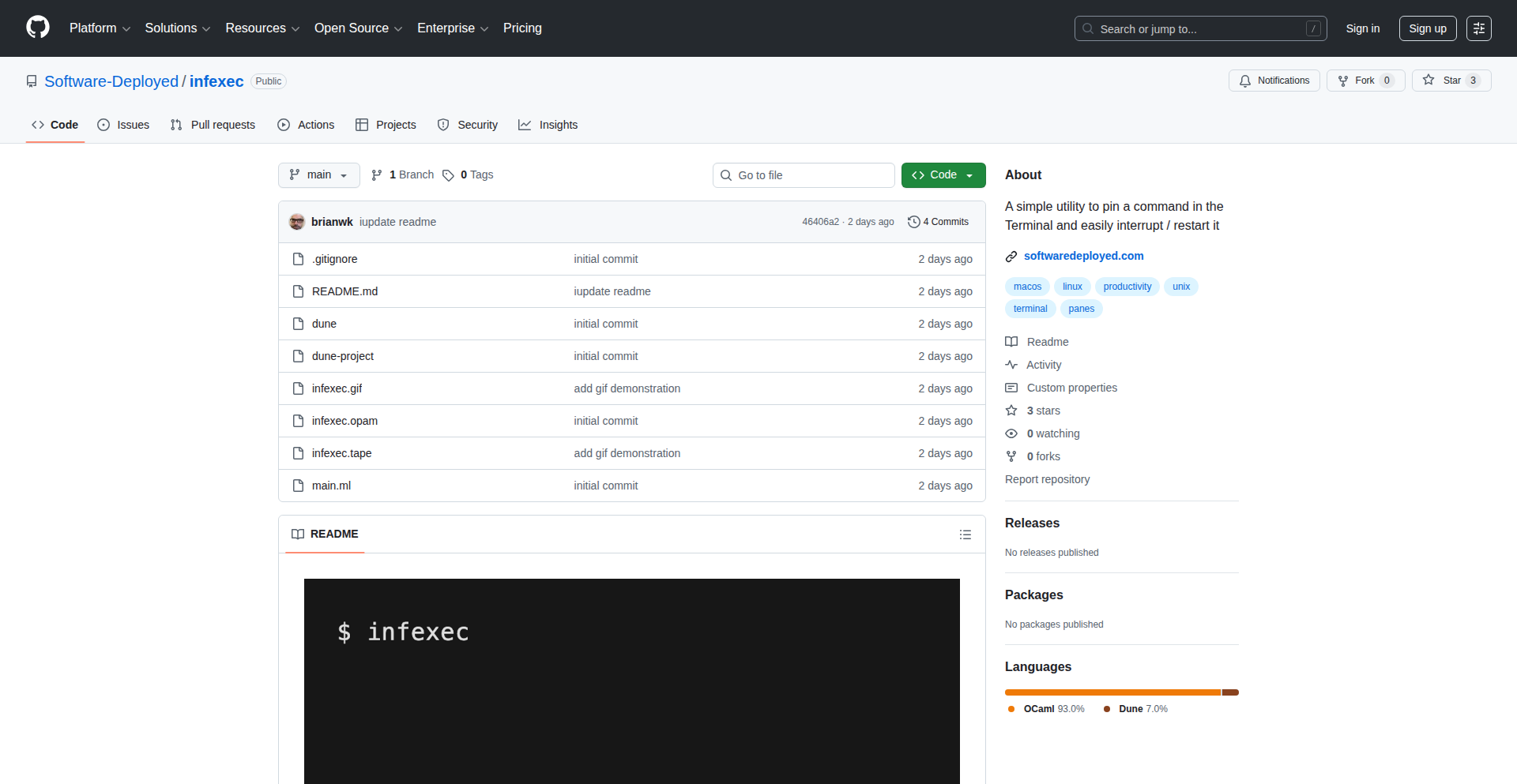 Infexec：终端内嵌命令重启动器