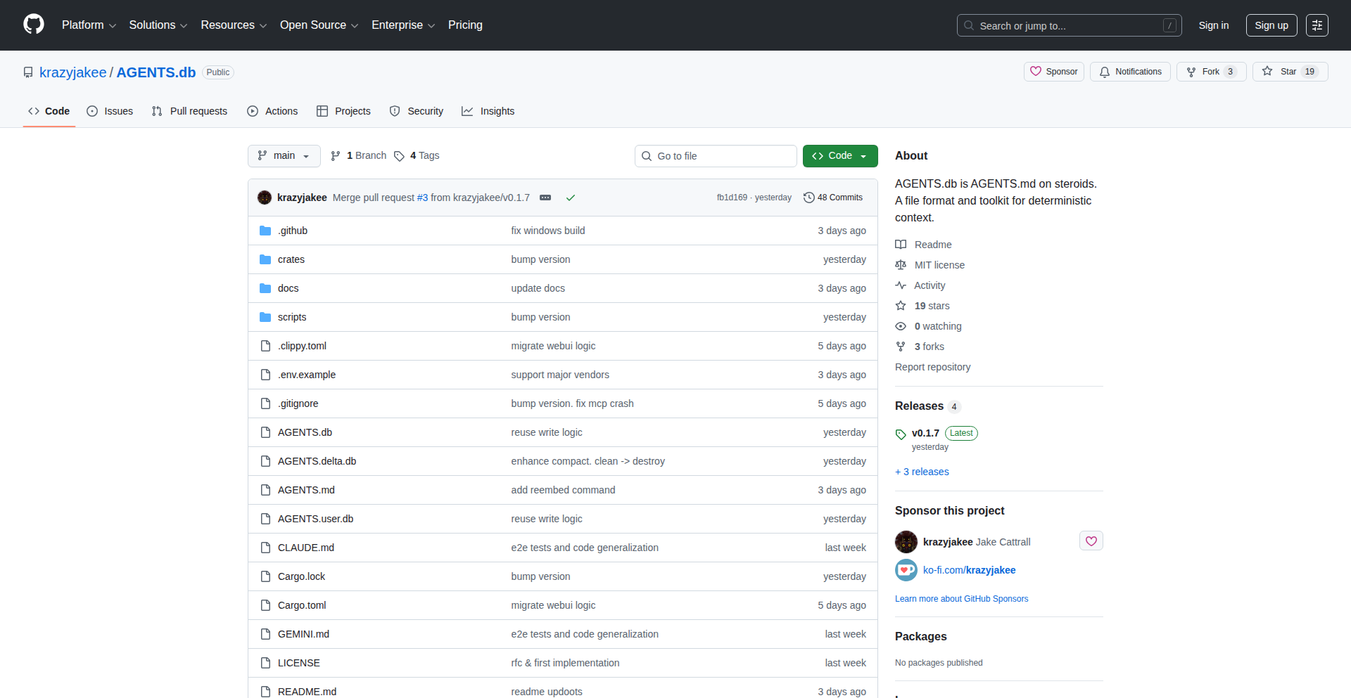 AGENTS.db - LLMエージェントのためのレイヤード・ベクトル・フラットファイルデータベース