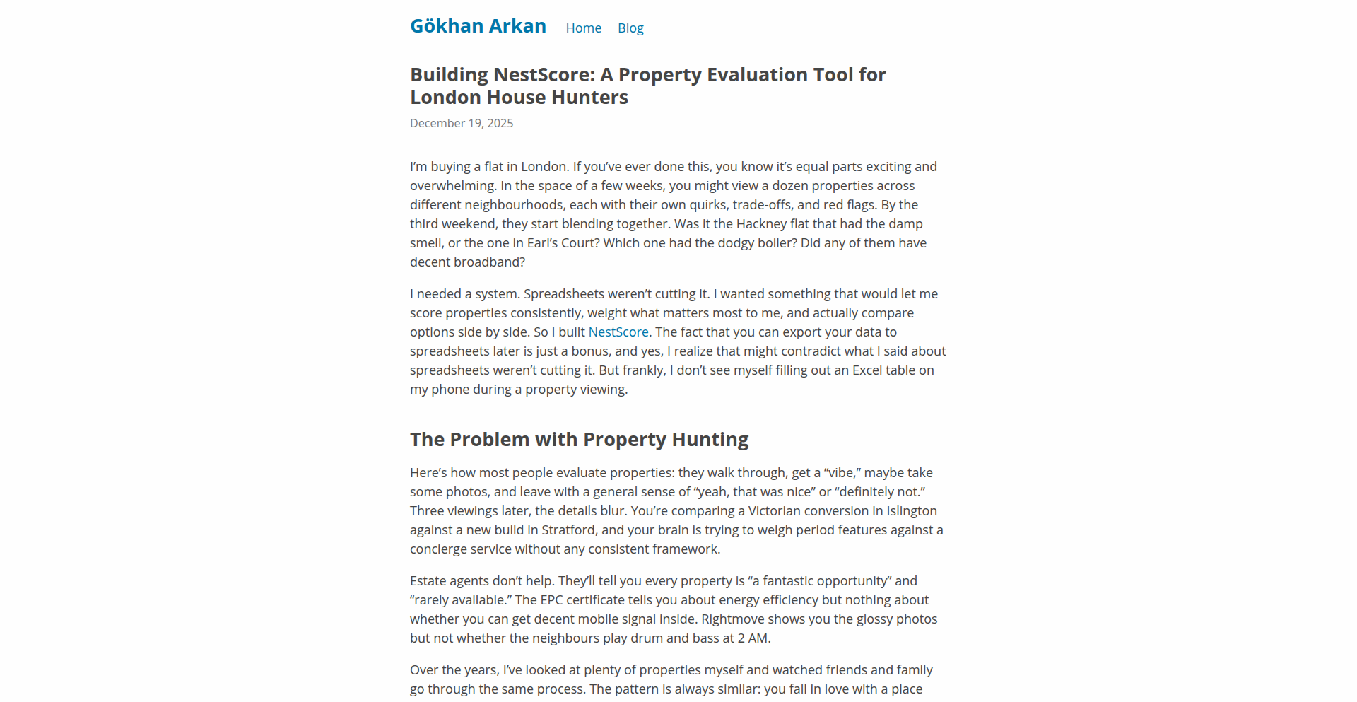 NestScore - ロンドン住宅購入者向け物件評価ツール