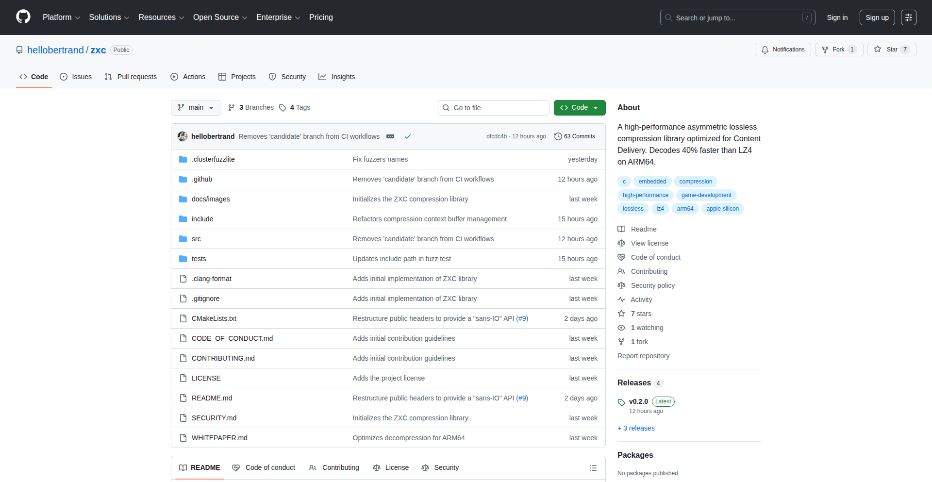 ZXC: 非对称压缩の解码闪电