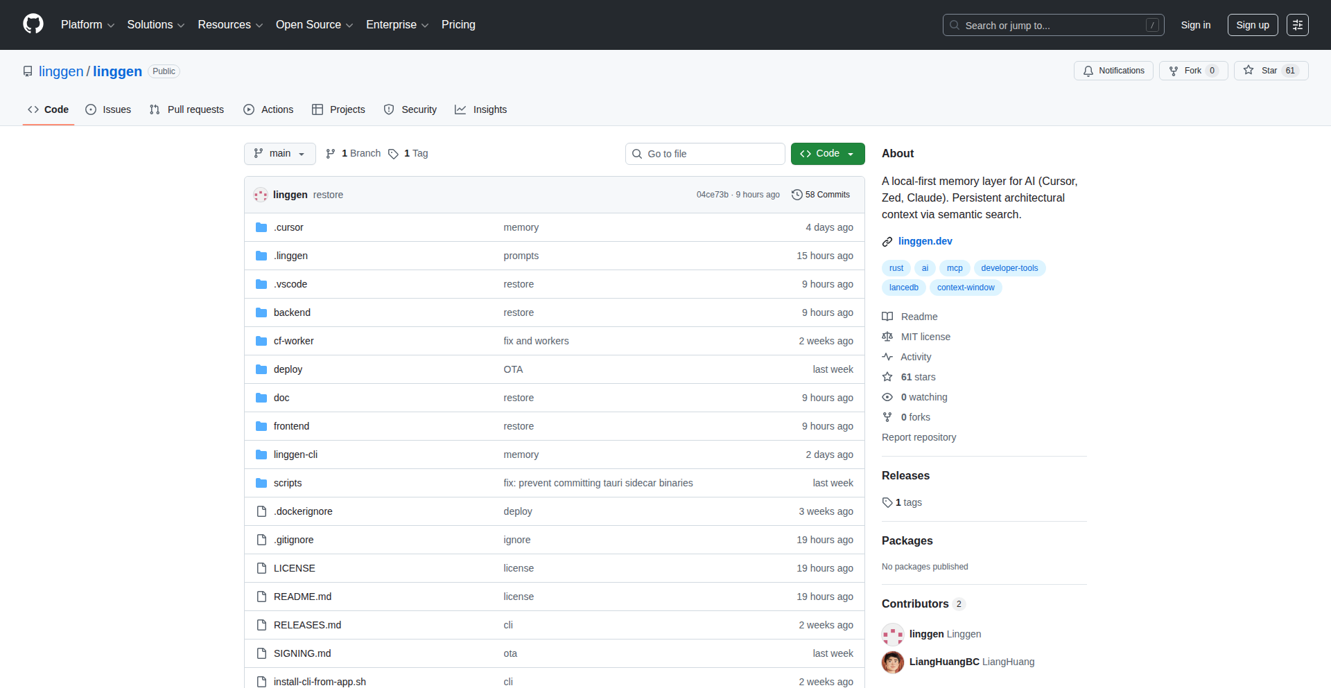 Linggen AIコンテキストレイヤー