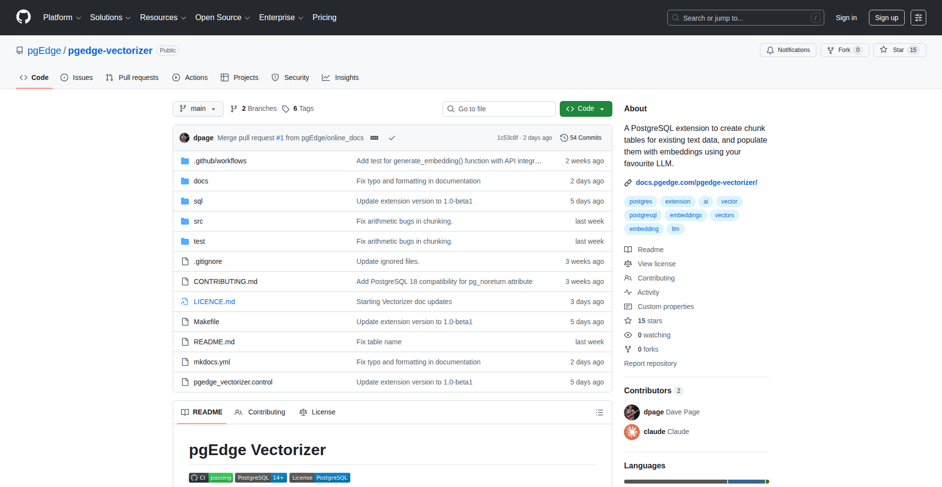Postgres 异步文本分块与向量嵌入生成器