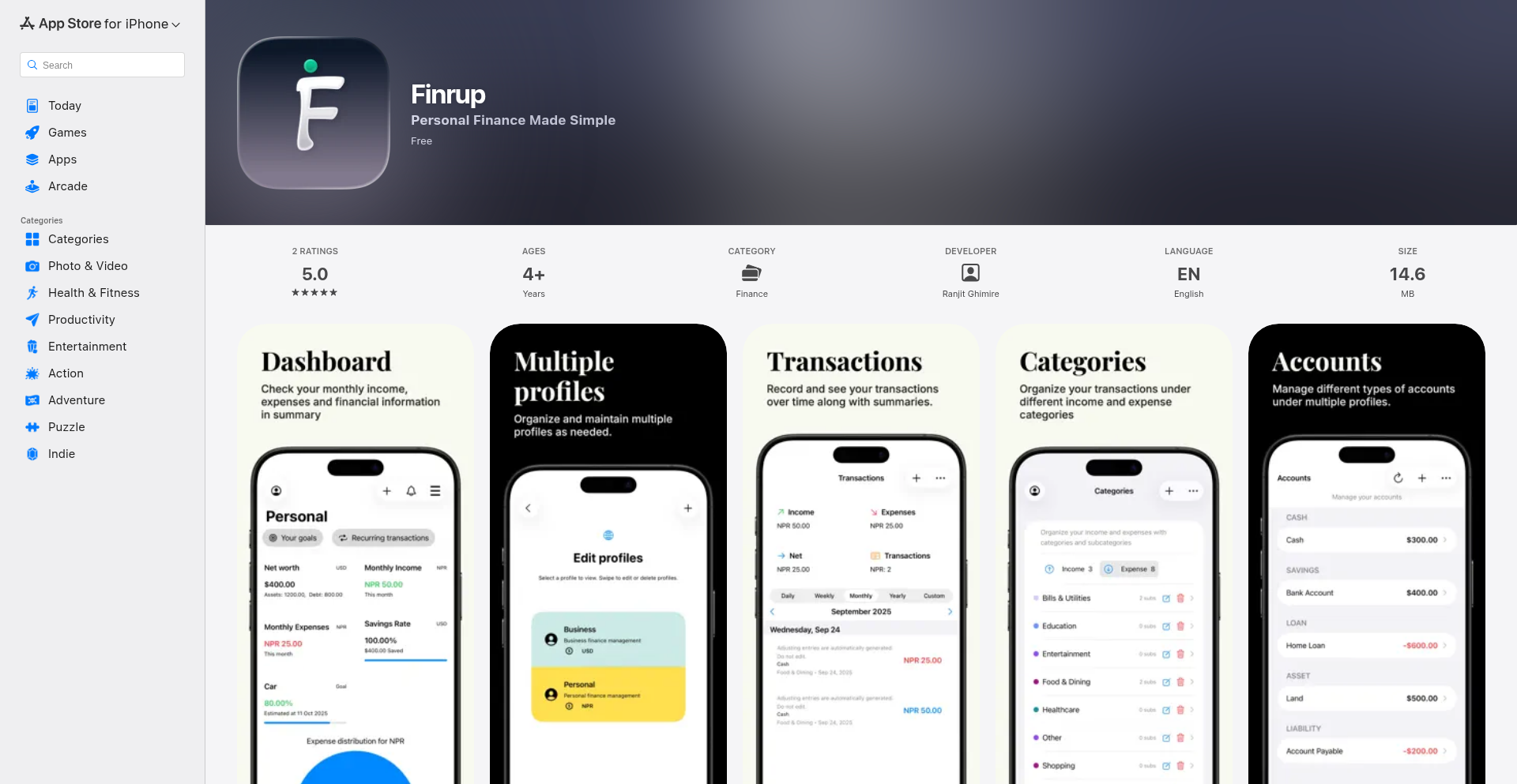 Finrup: プライバシー重視のオフライン家計簿