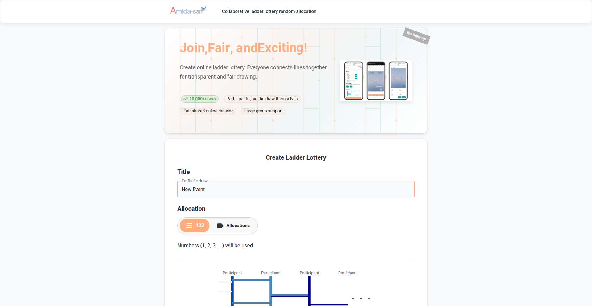 Amida-san: Collaborative Line-Drawing Lottery