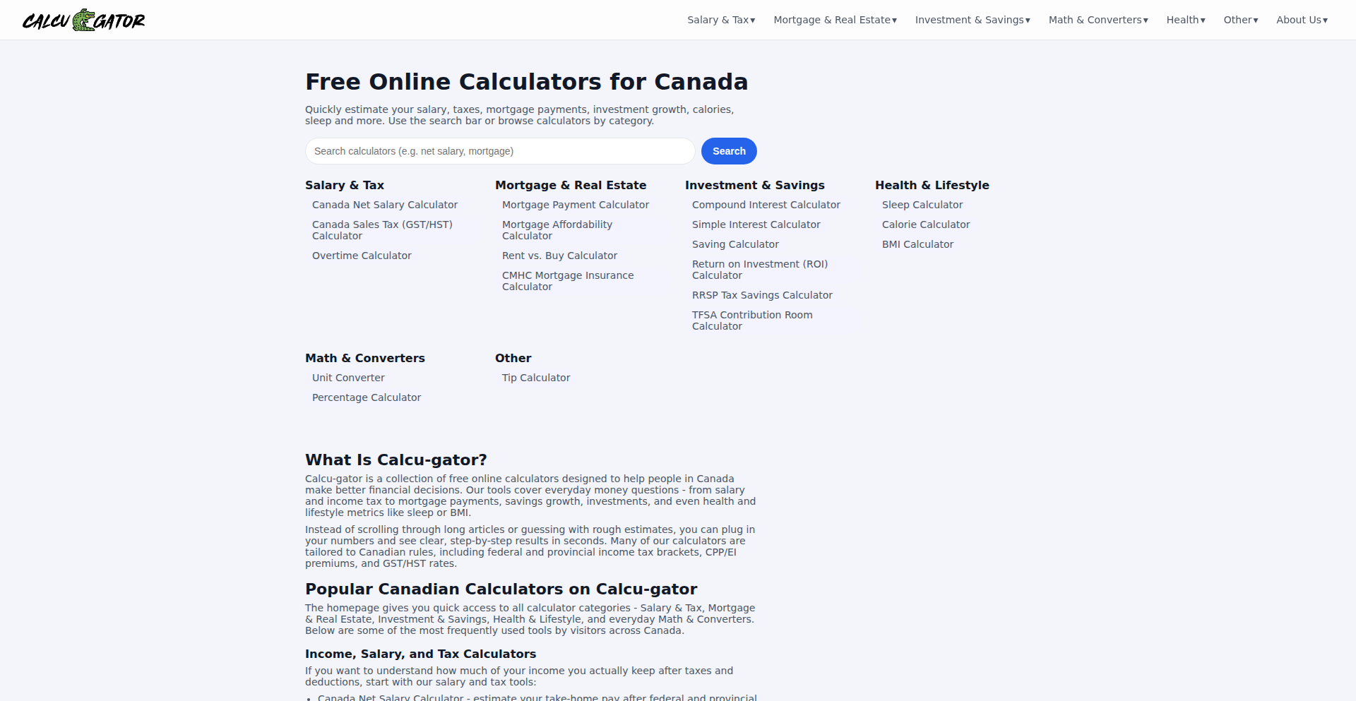 Calcu-gator.com - Canadian Financial Toolkit