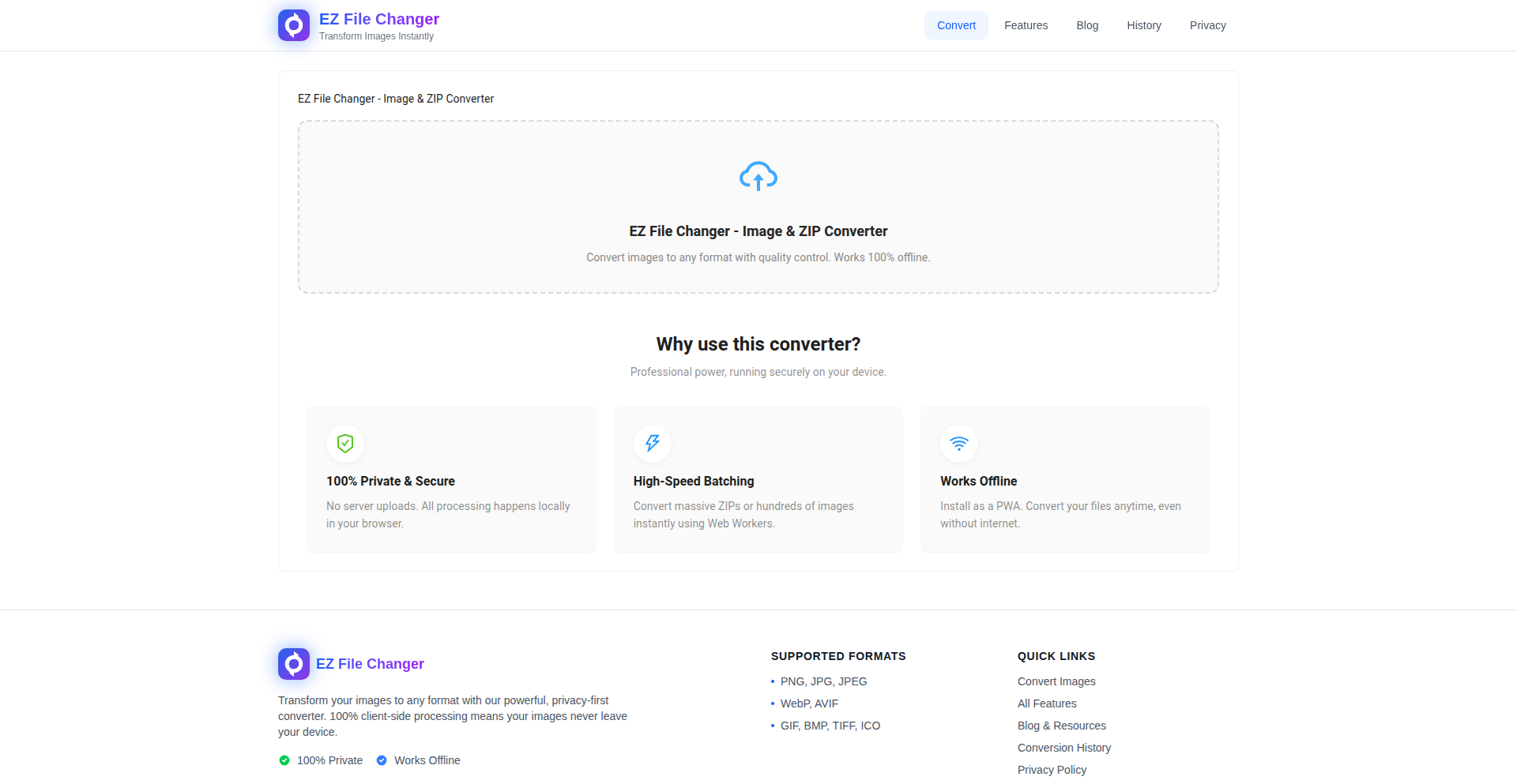 隐私优先浏览器内嵌图像转换器