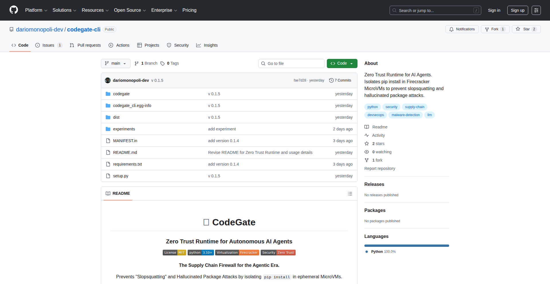 CodeGate - AI Agents 安全沙箱