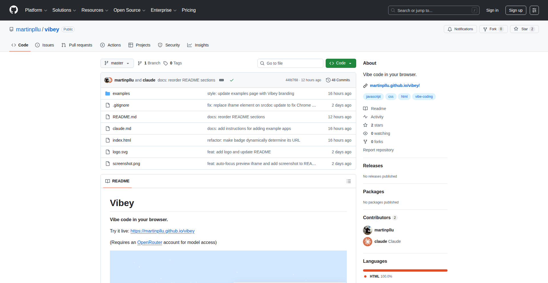 浏览器端AI编程助手 Vibey