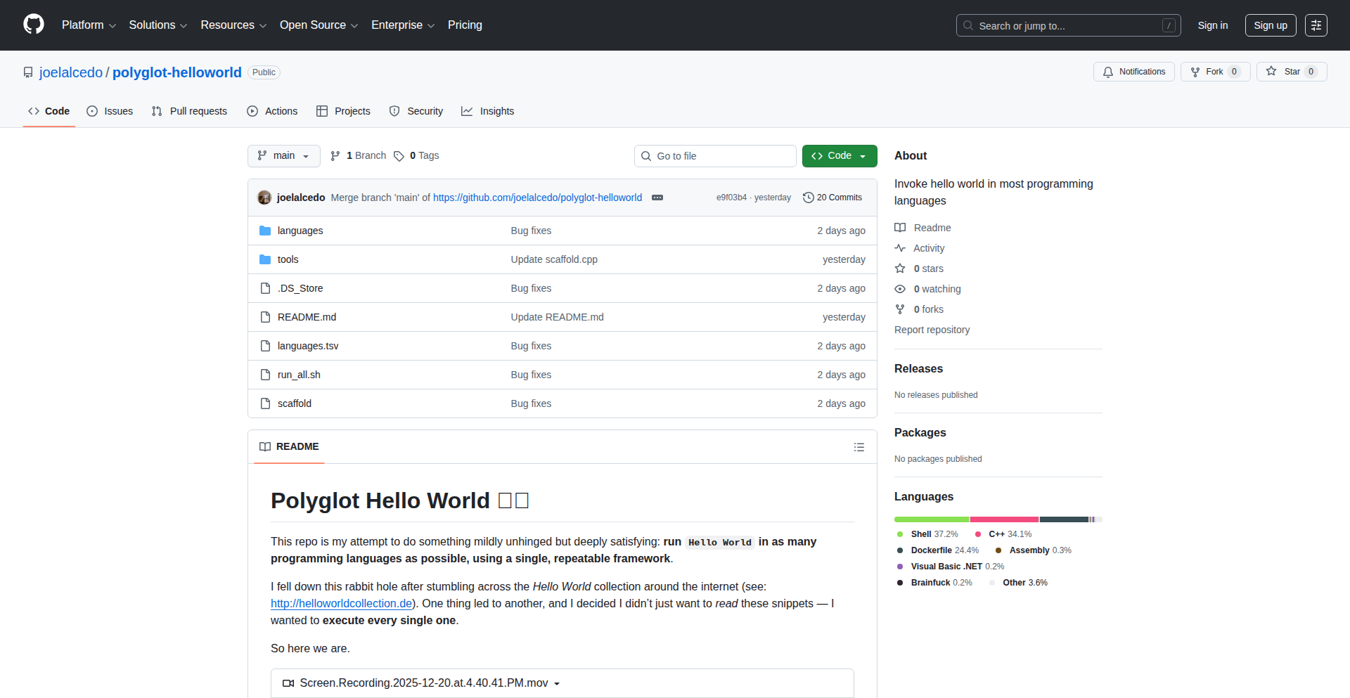 PolyglotExec: 多语言HelloWorld运行时