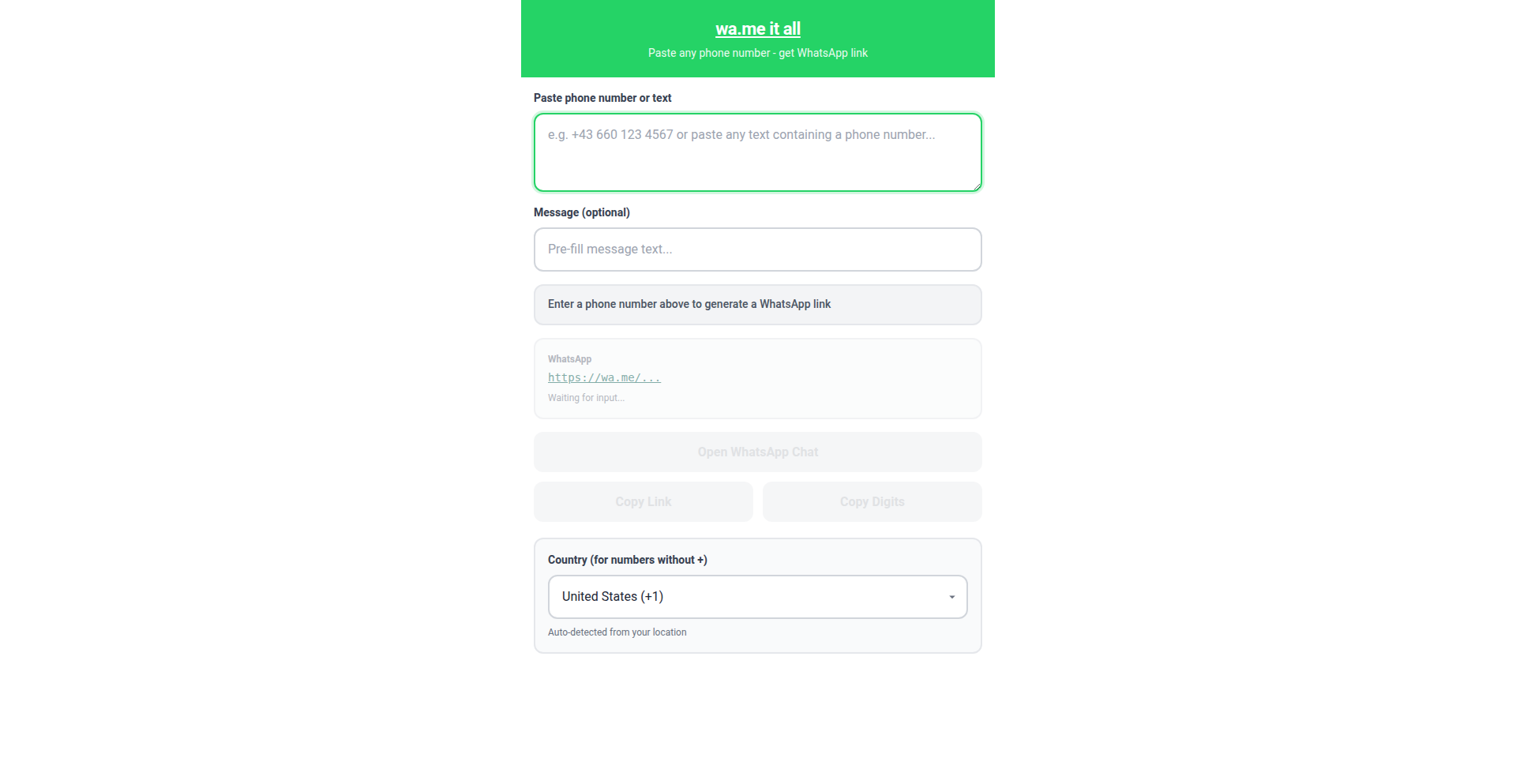 WhatsApp号码转链器