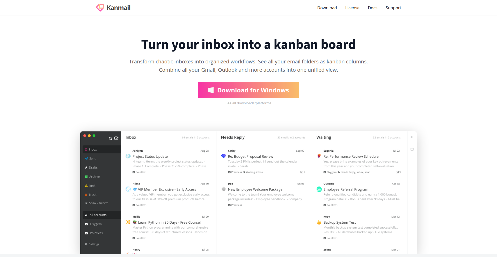 Kanmail: Inbox Kanbanizer