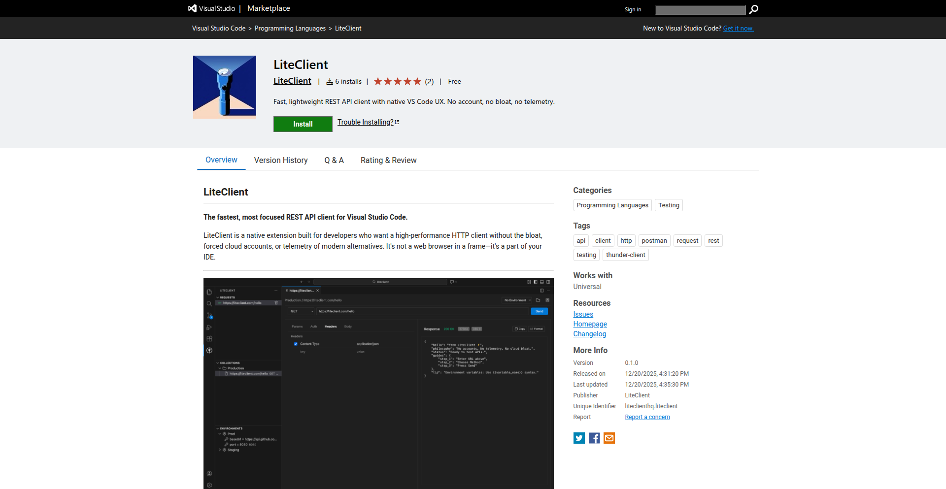 LiteClient：本地优先的VS Code API助手