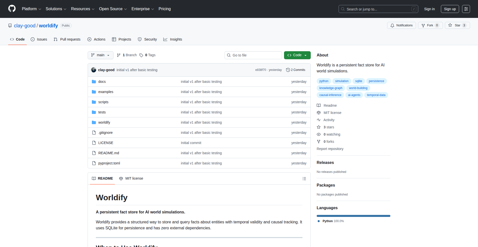 AI模拟世界持久化事实数据库