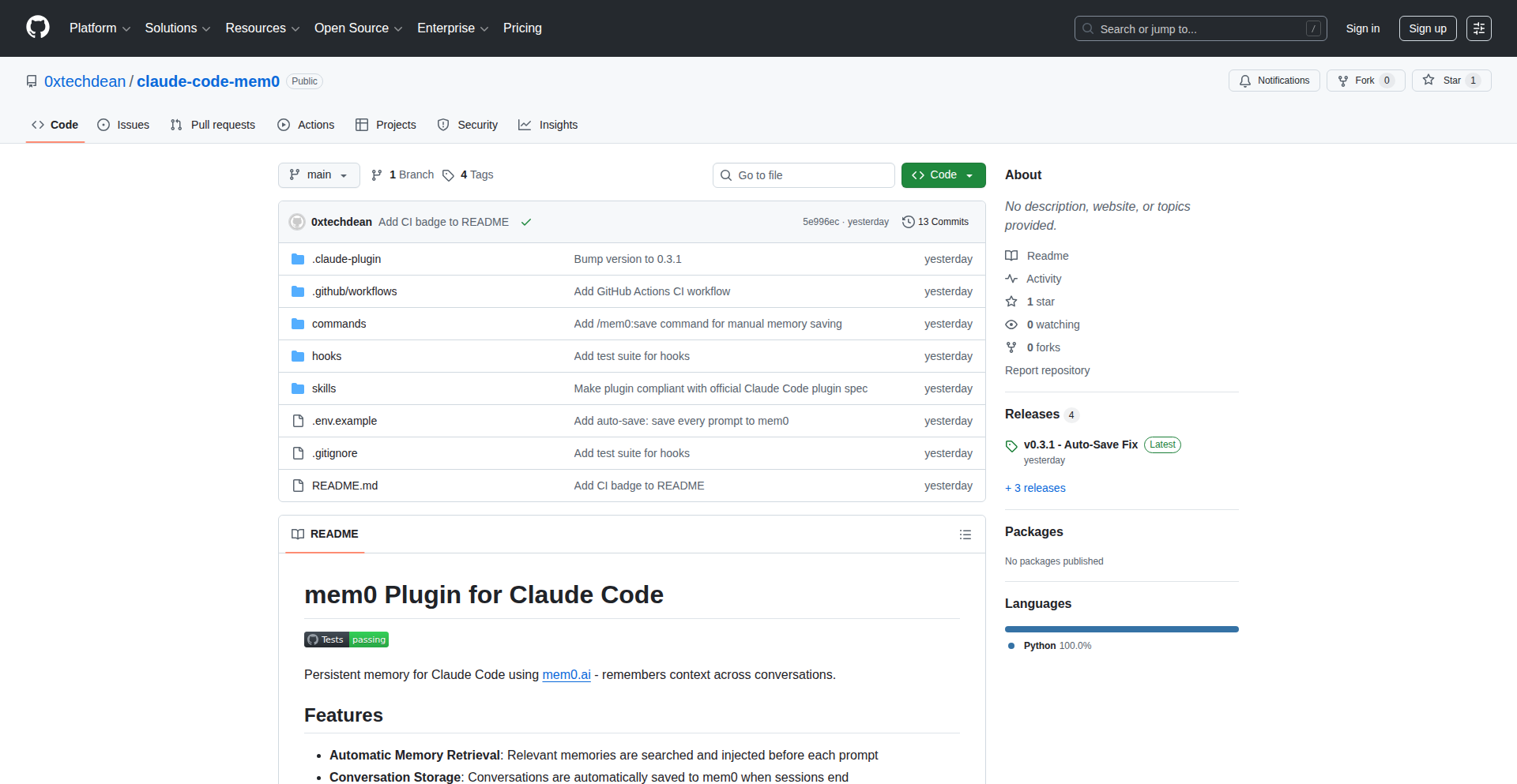 ClaudeCode-Mem0-Persistence